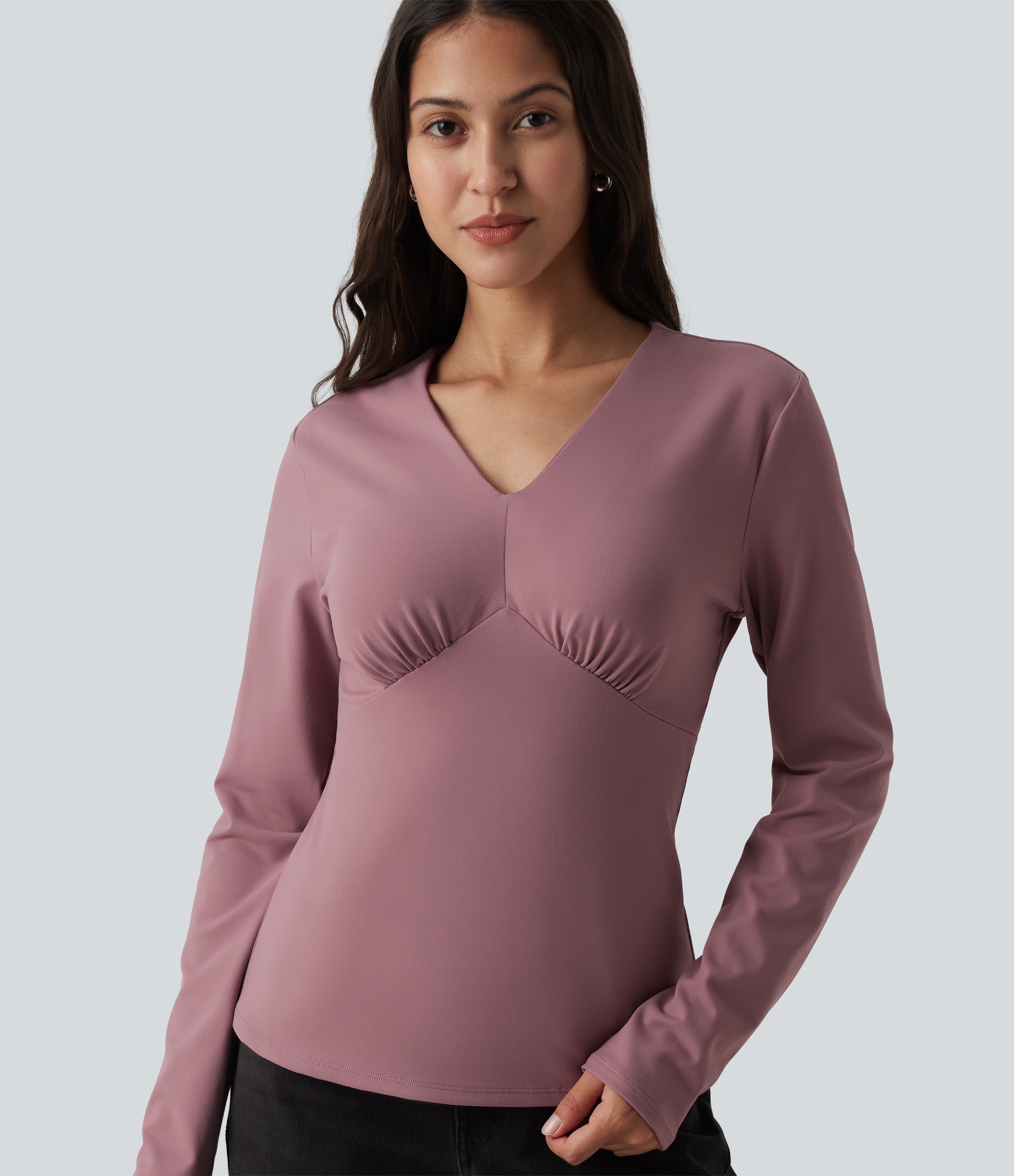 V Neck Long Sleeve Casual Top