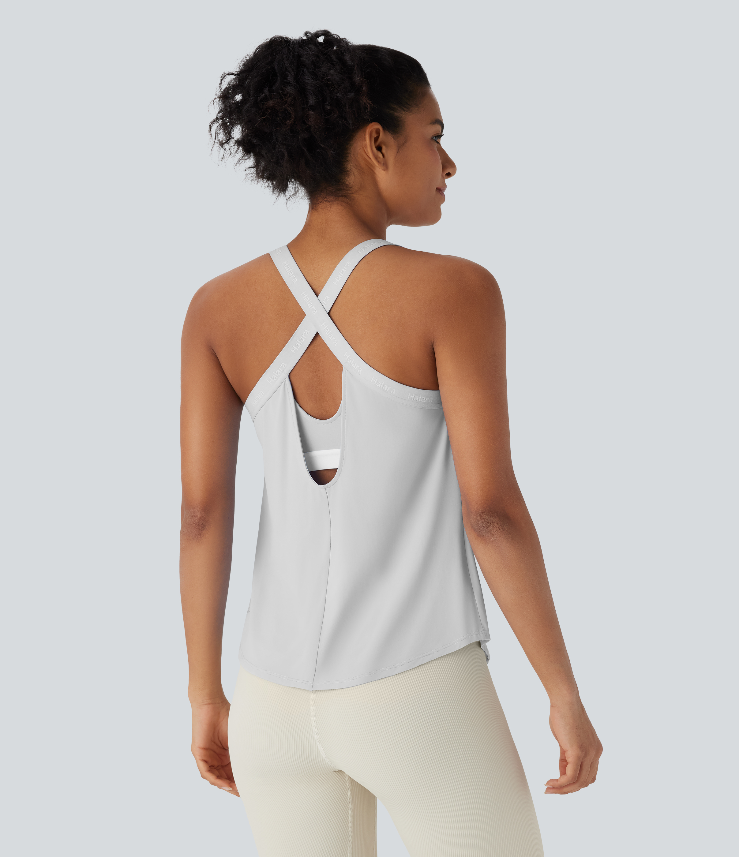 U Neck Curved Hem Cool Touch Yoga Tank Top-UPF50+