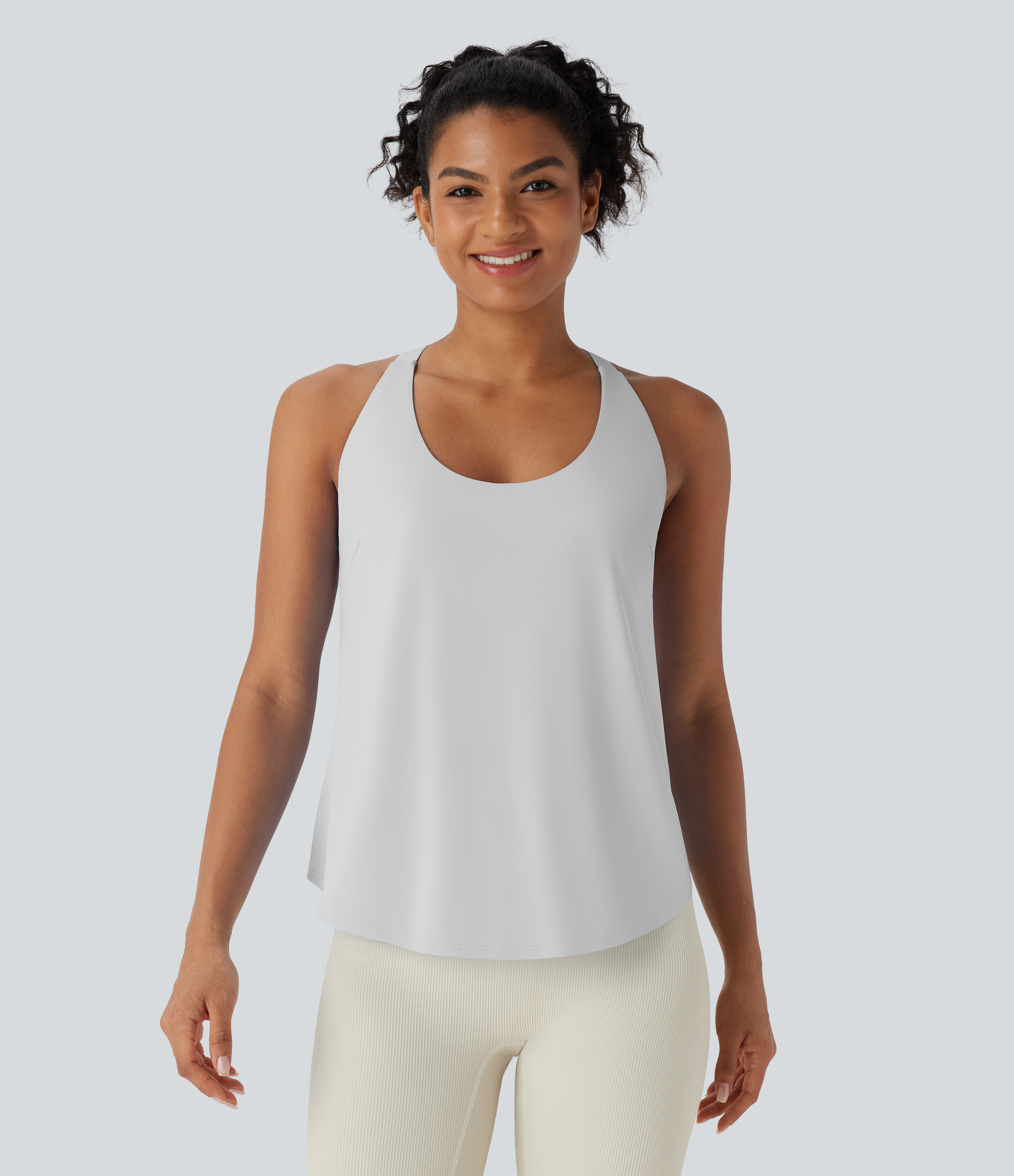 Nimbus Cloud U Neck Curved Hem InstantCool Yoga Tank Top-UPF50+ / 2