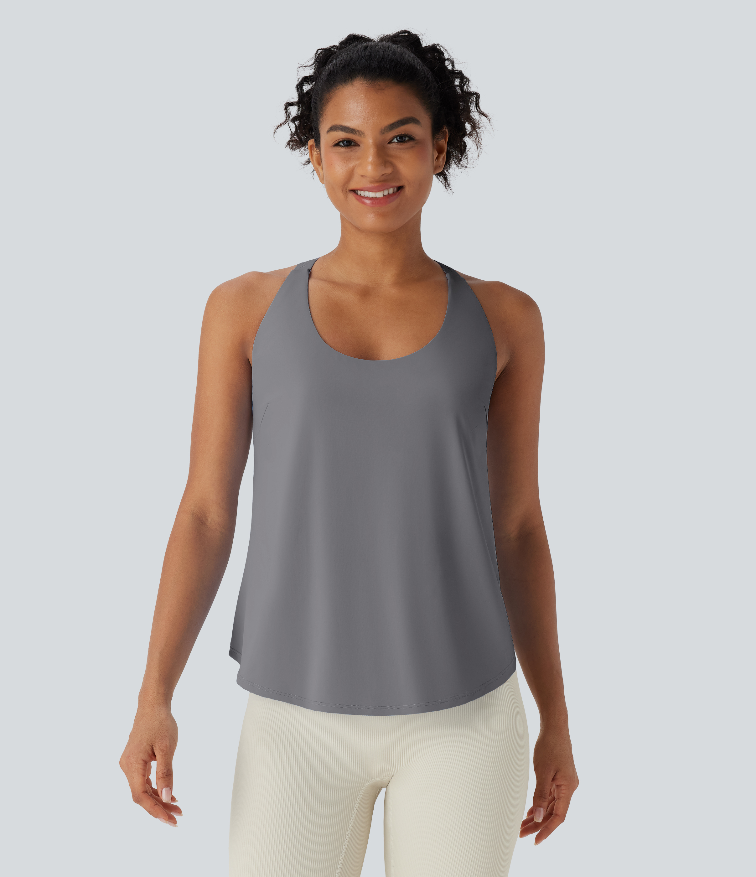 Night Owl U Neck Curved Hem InstantCool Yoga Tank Top-UPF50+ / 2
