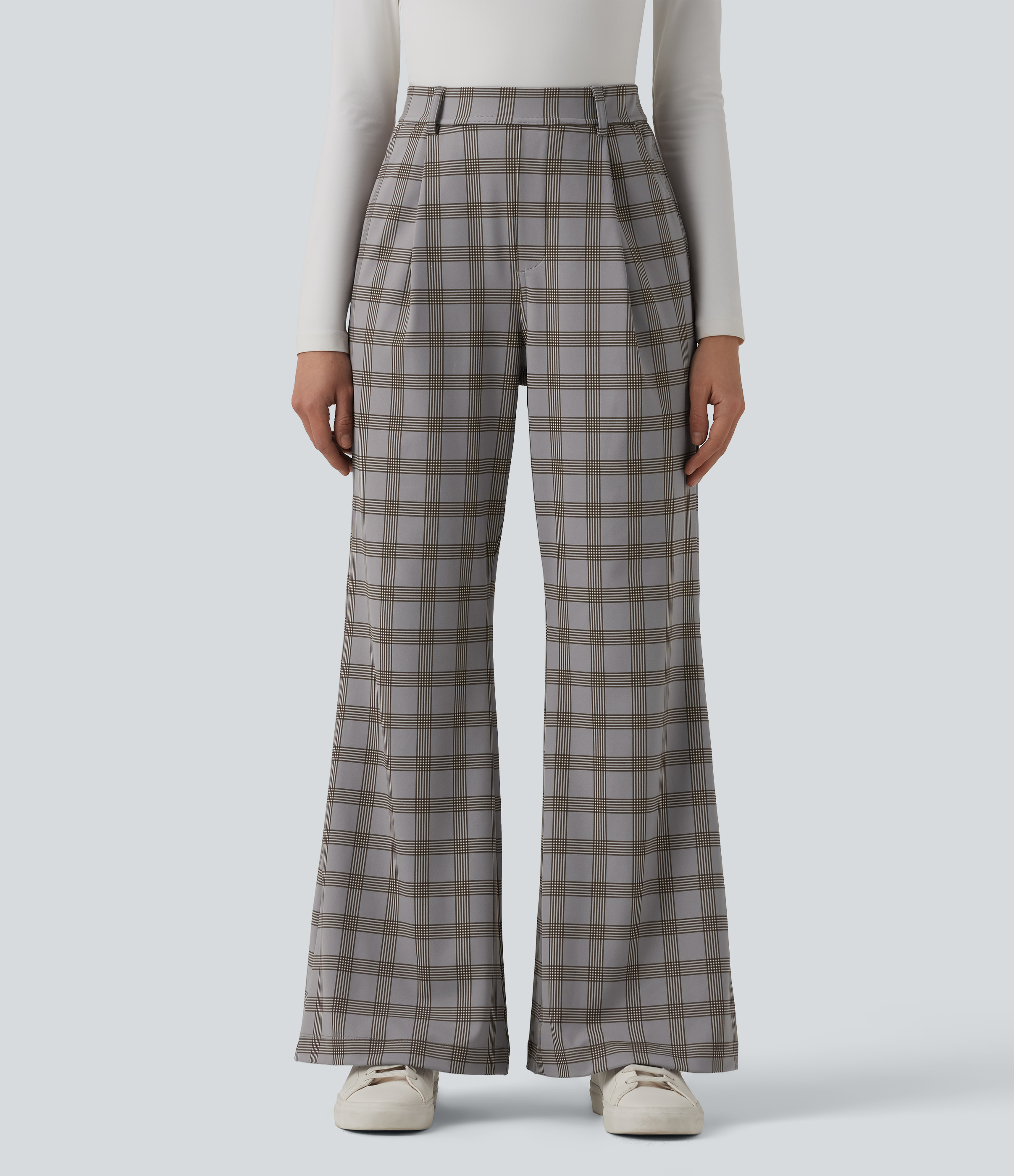 Halara Flex™ High Waisted Plaid Suit Work Flare Pants with Pockets