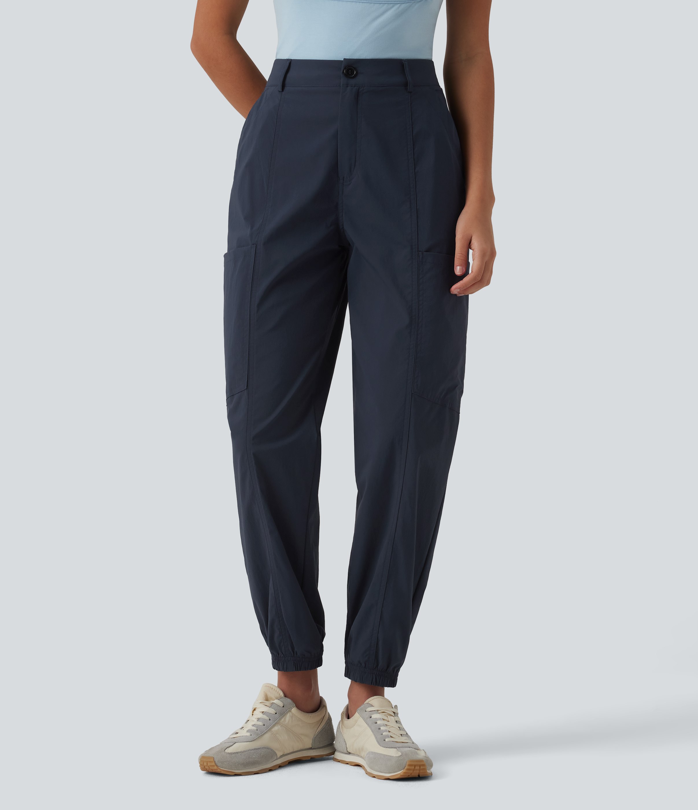 Mid Rise Casual Cargo Joggers with Pockets