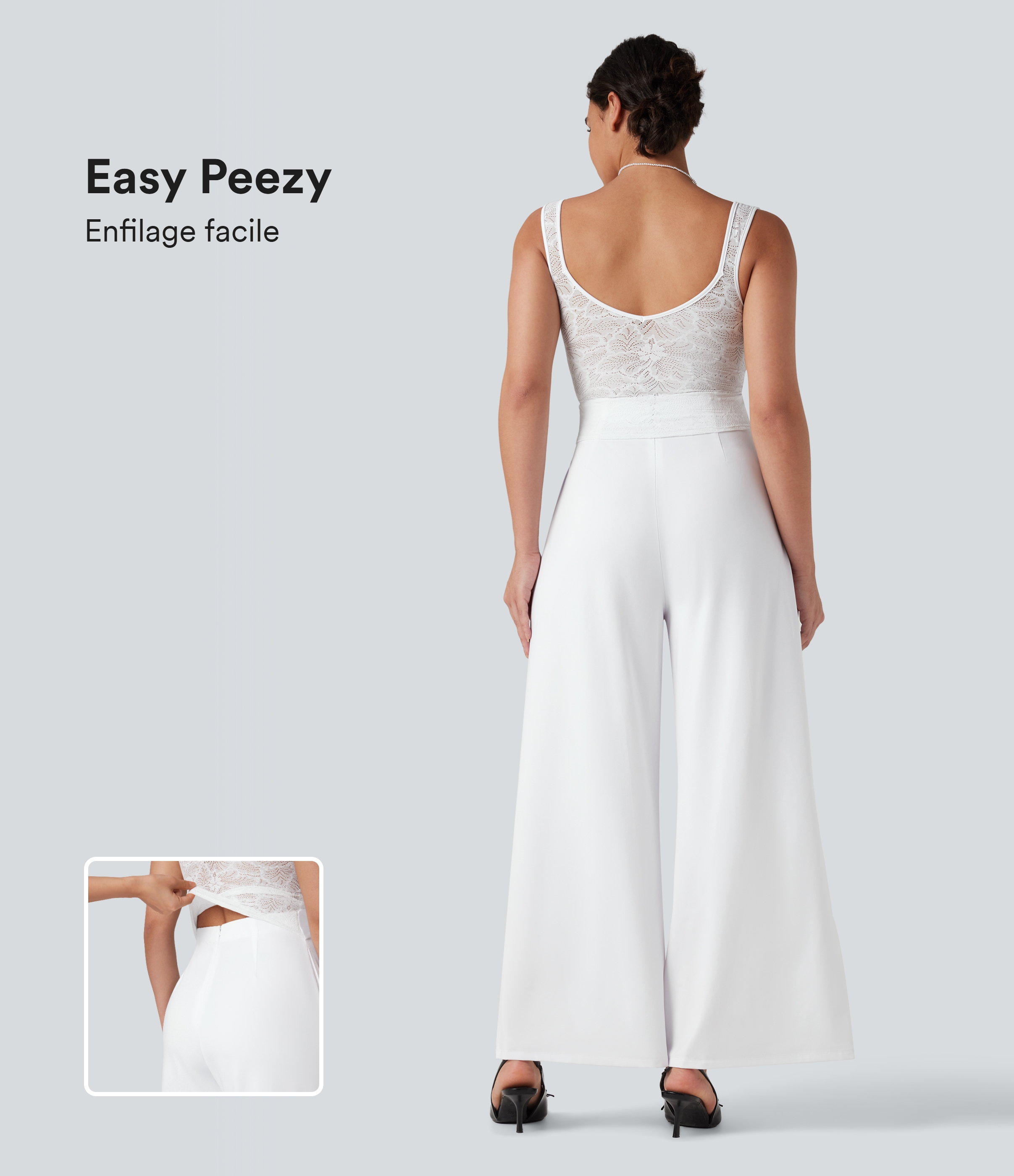 Combinaison dentelle contrastante sans manches pour demoiselles d'honneur et invitées de mariage avec poches - Easy Peasy