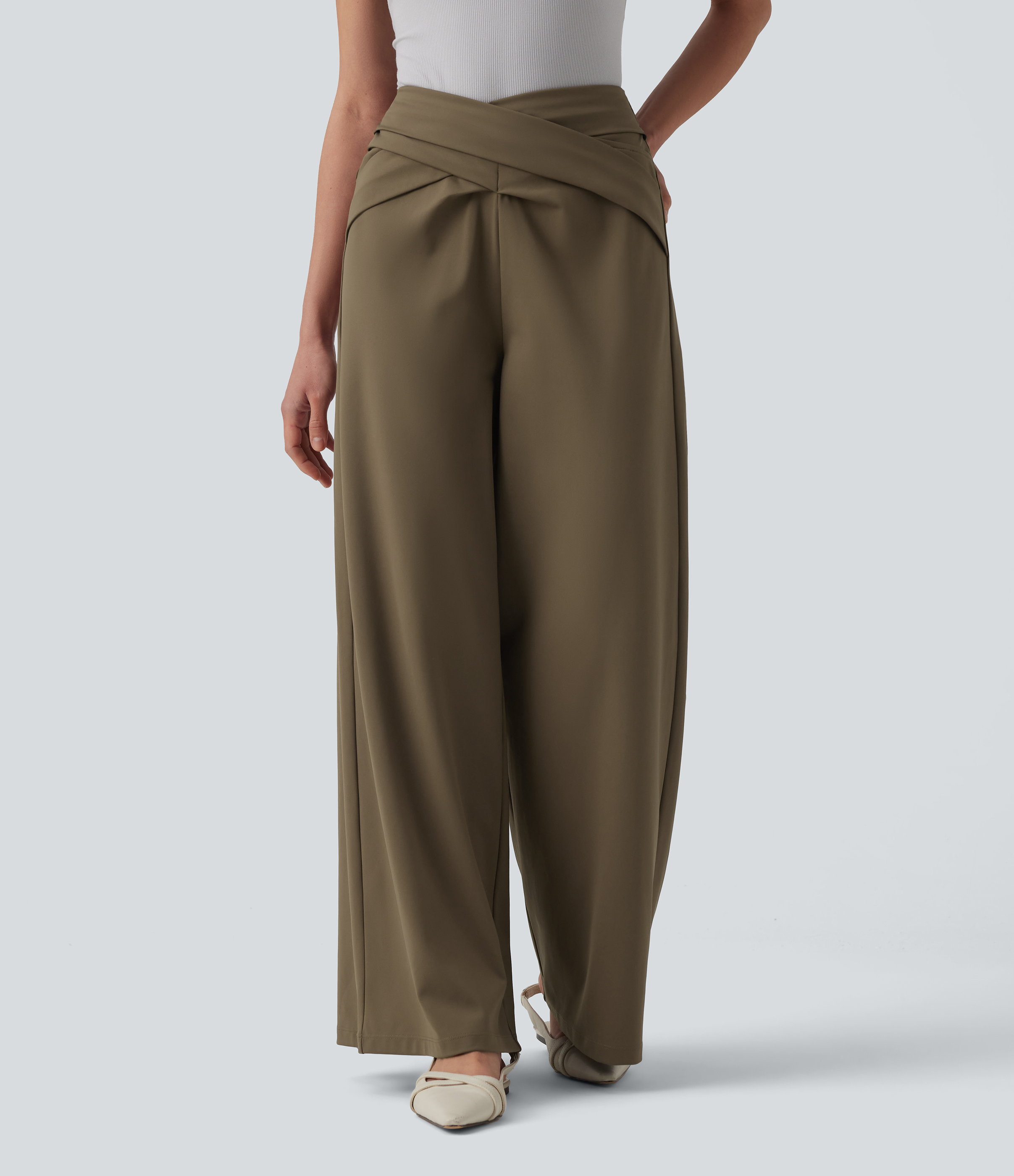 Pantalon tailleur Halara Flex™ DayStretch coupe droite croisé taille haute avec poches