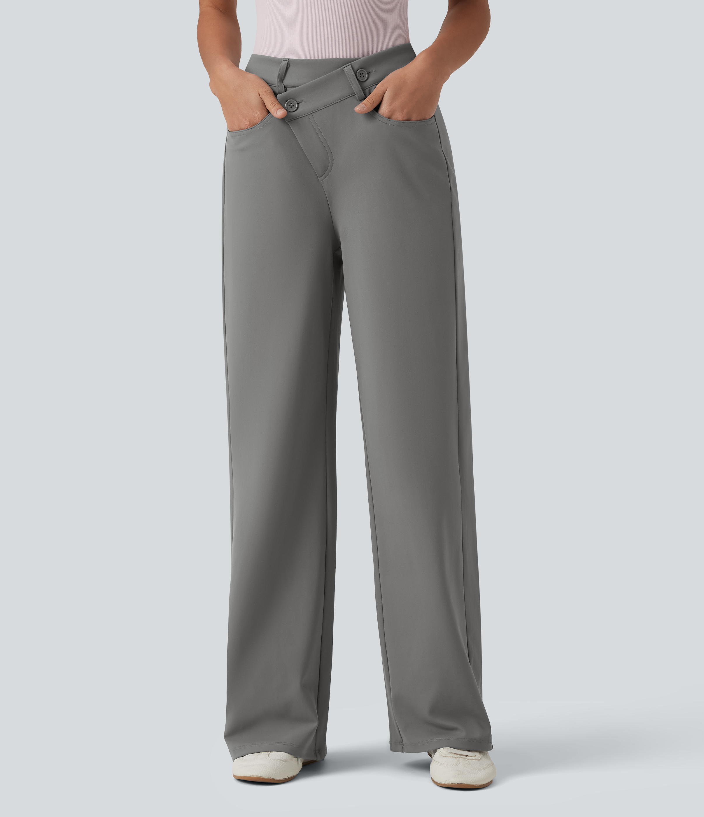 Halara Flex™ DayStretch - Bürohose mit hohem Crossover-Bund, mehreren Taschen und geradem Bein