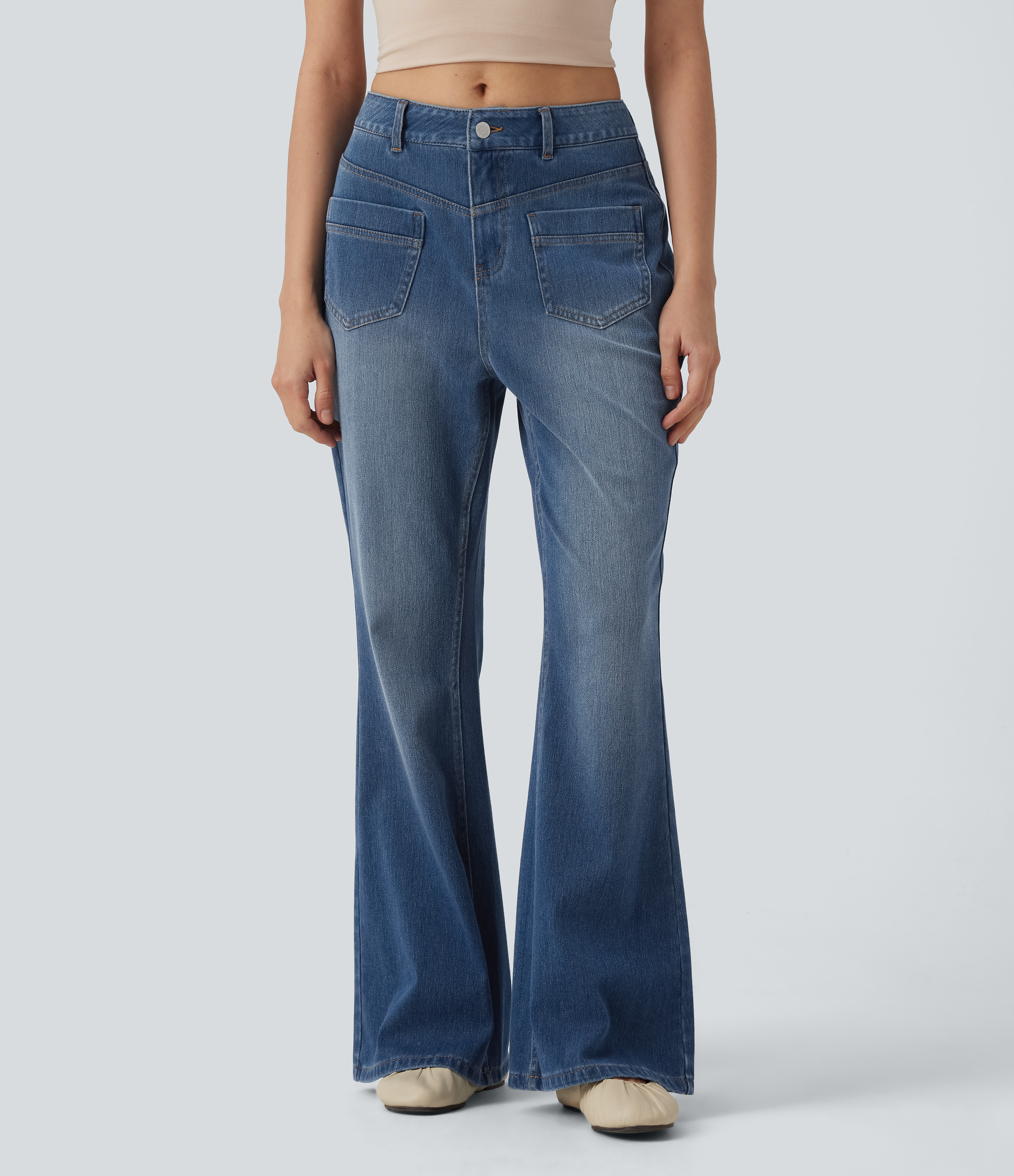 Jean évasé Halara Flex™ casual taille mi-haute avec poches