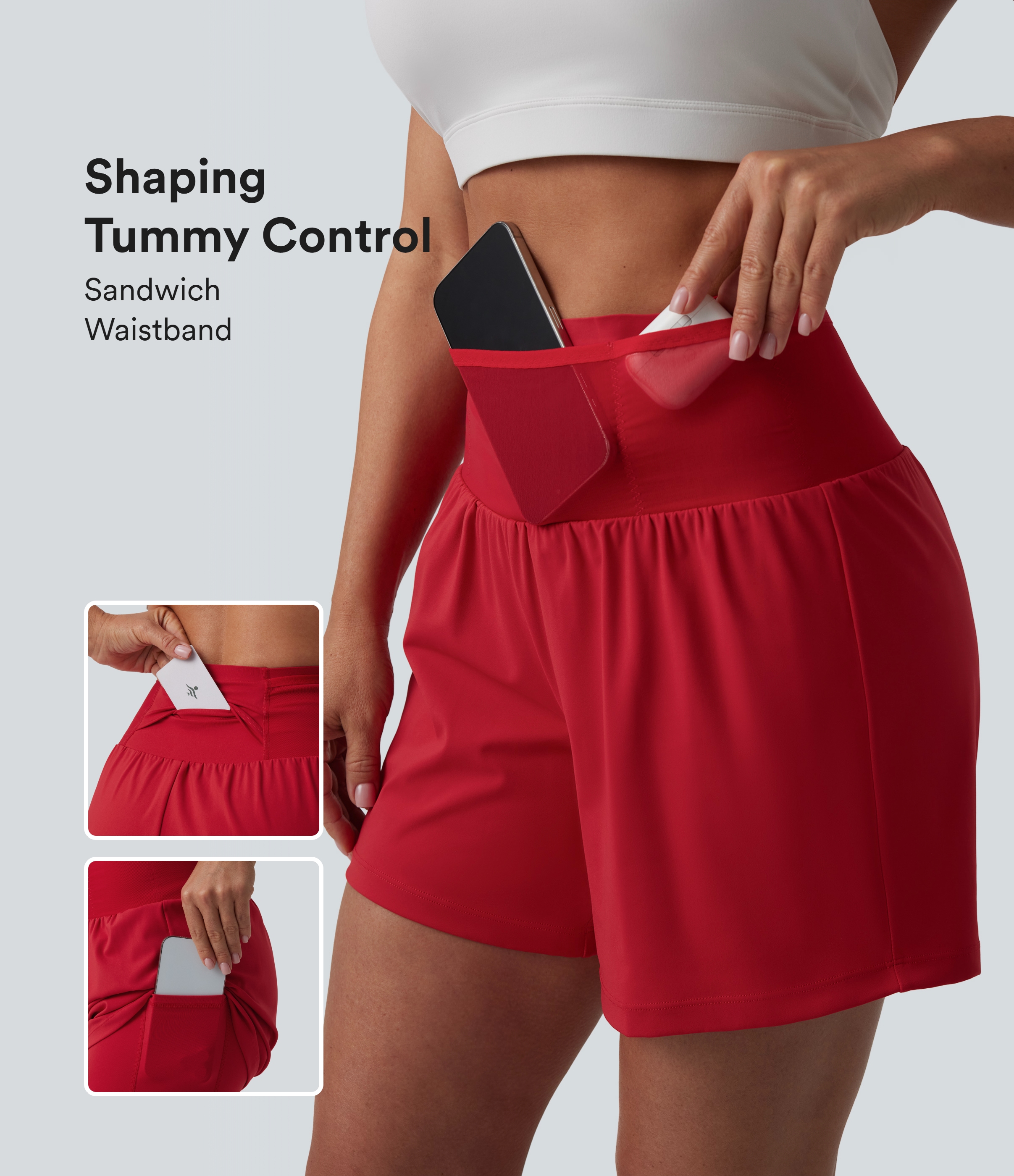 Short yoga 2-en-1 SoftlyZero™ aérien gainant taille haute toucher frais avec poches