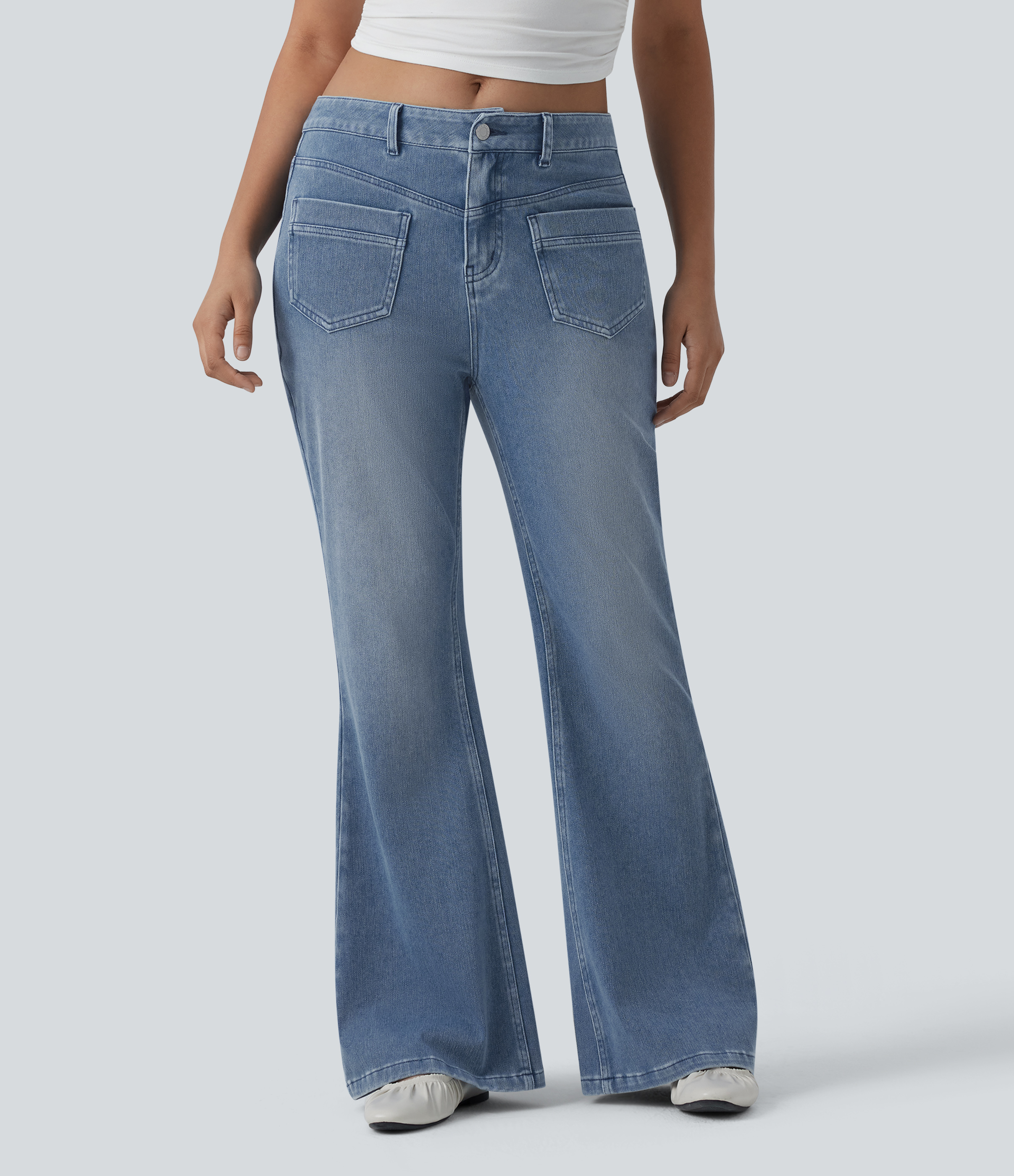 Halara Flex™ Mid Rise Casual Flare Jeans with Pockets