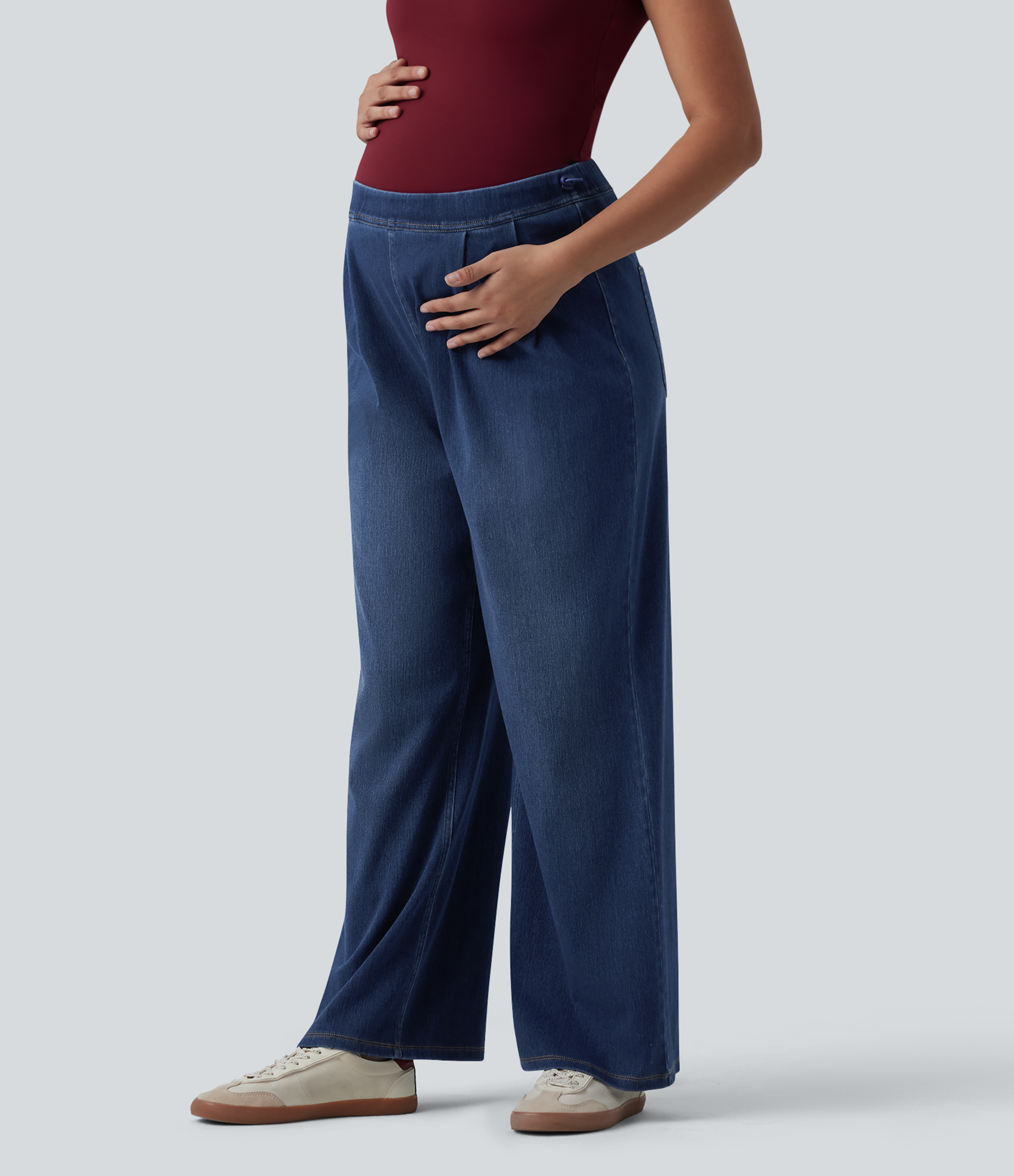 Halara Flex™ High Waisted Wide Leg Casual Maternity Jeans with Pockets