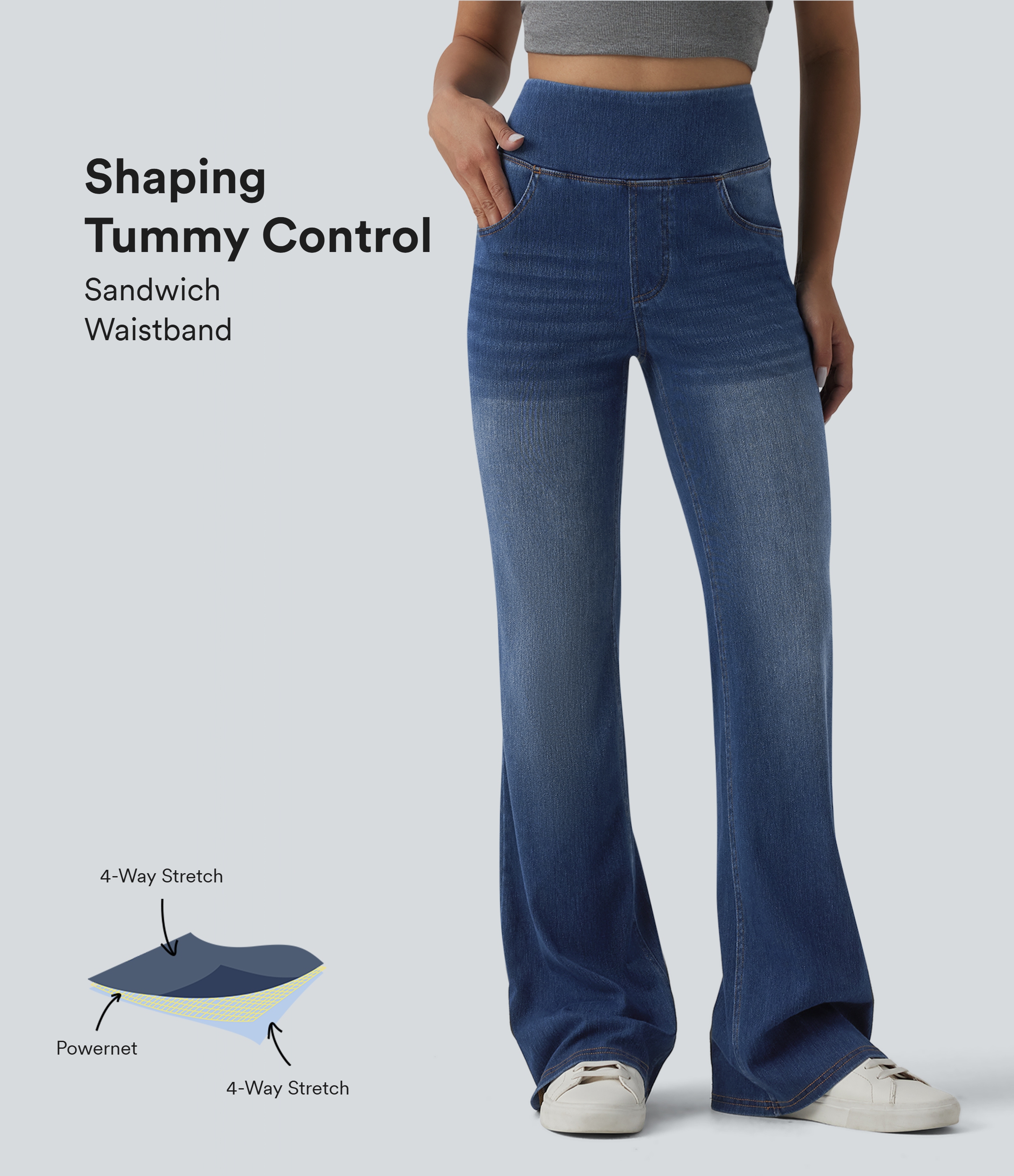 Halara Flex™ High Waisted Tummy Control Casual Flare Jeans with Pockets