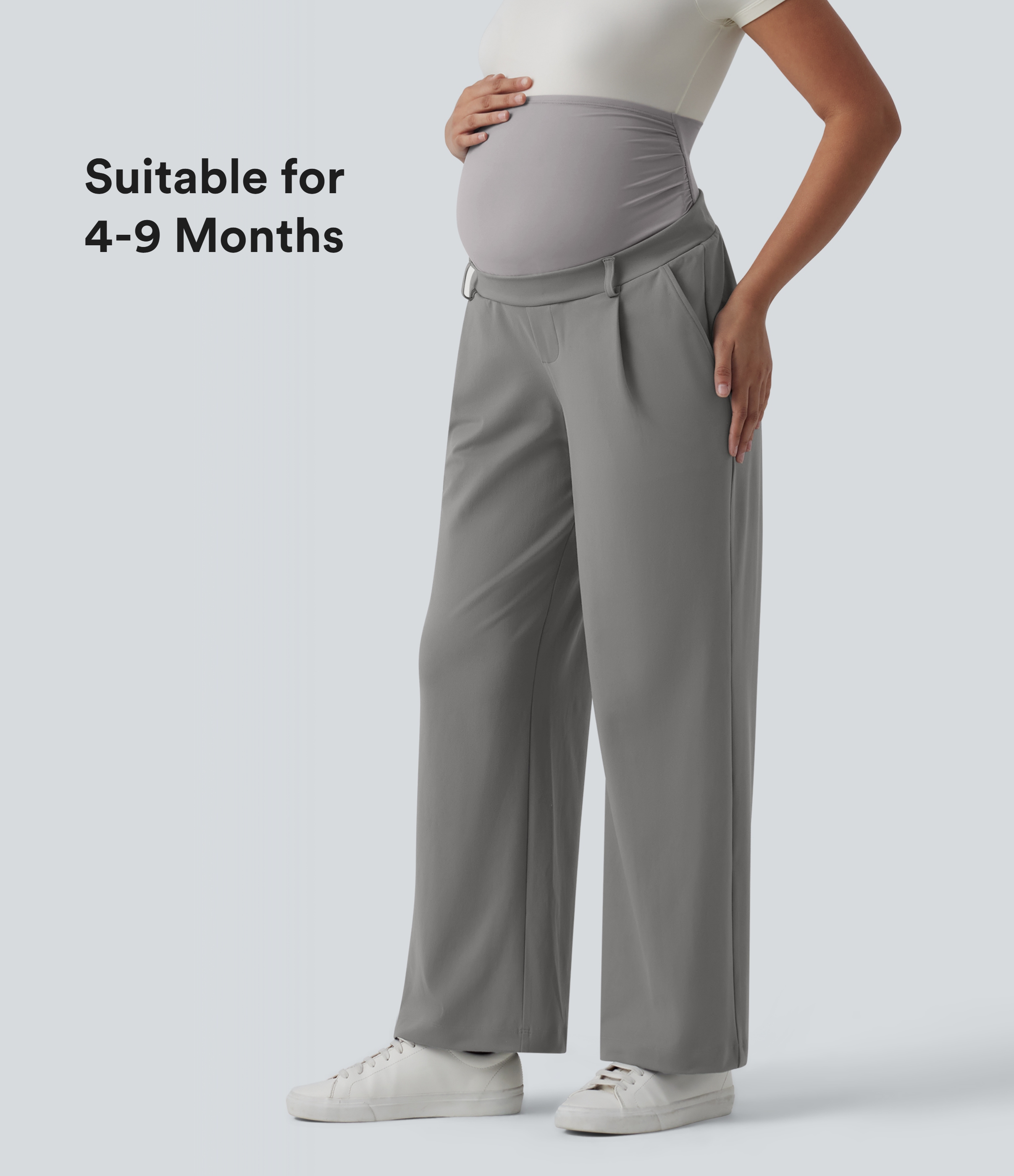 Halara Flex™ DayStretch Super High Waisted Straight Leg Work Maternity Trousers with Pockets