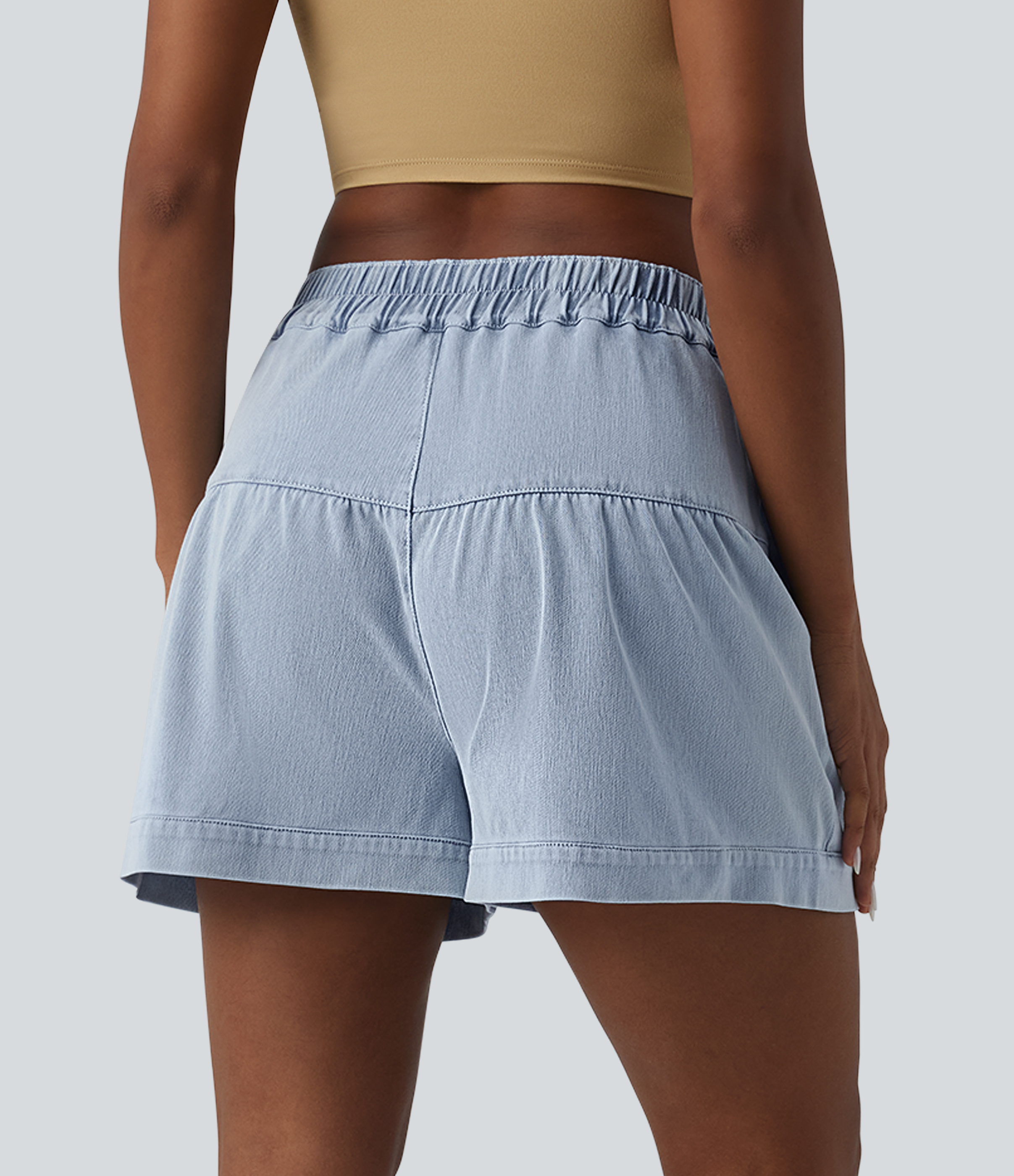 Malibu Blue Denim Halara Flex™ High Waisted Denim Casual Shorts 3'' with Pockets / 2