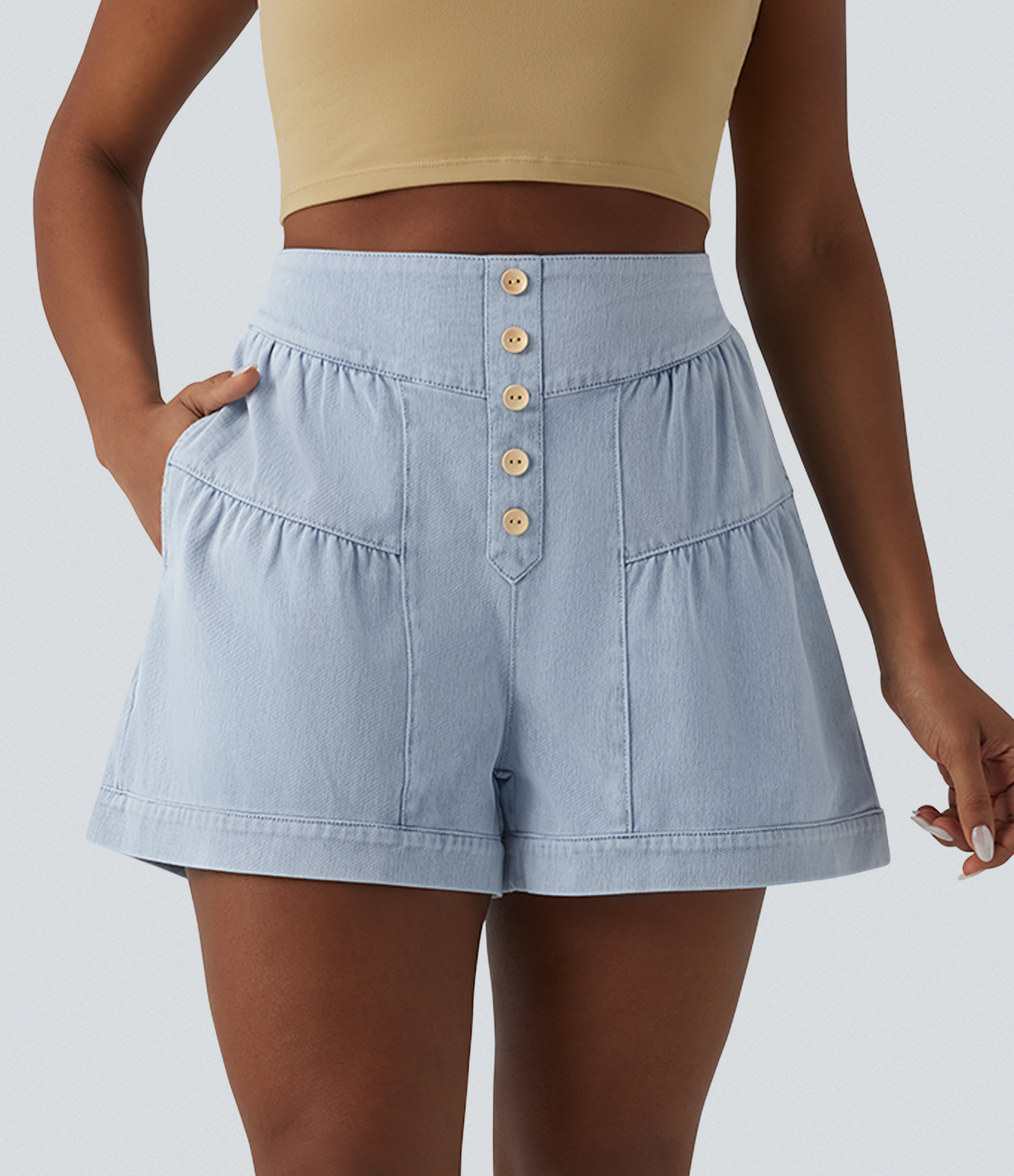 Halara Flex™ High Waisted Denim Casual Shorts 3'' with Pockets