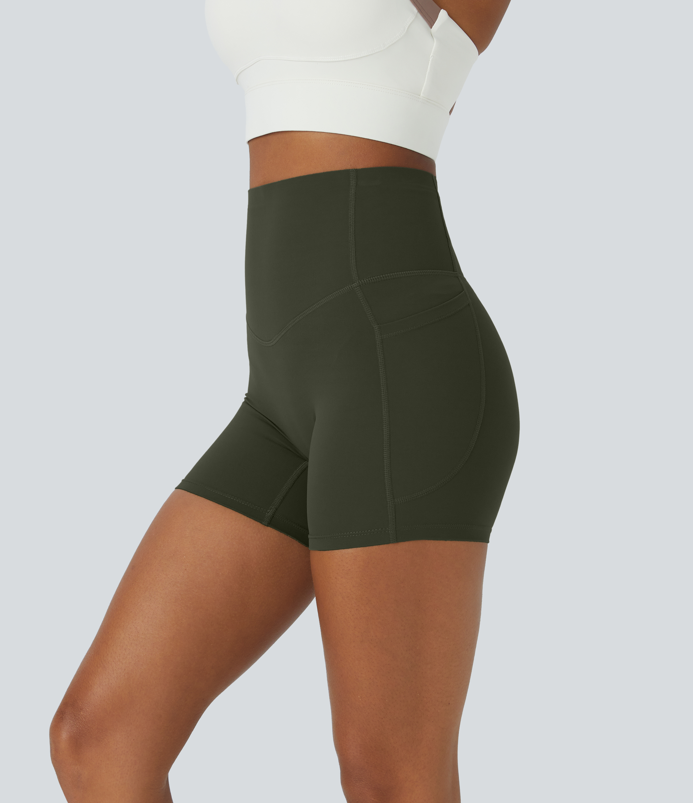 Halara UltraSculpt™ High Waisted Tummy Control Side Pocket Shaping Training Biker Shorts 5''