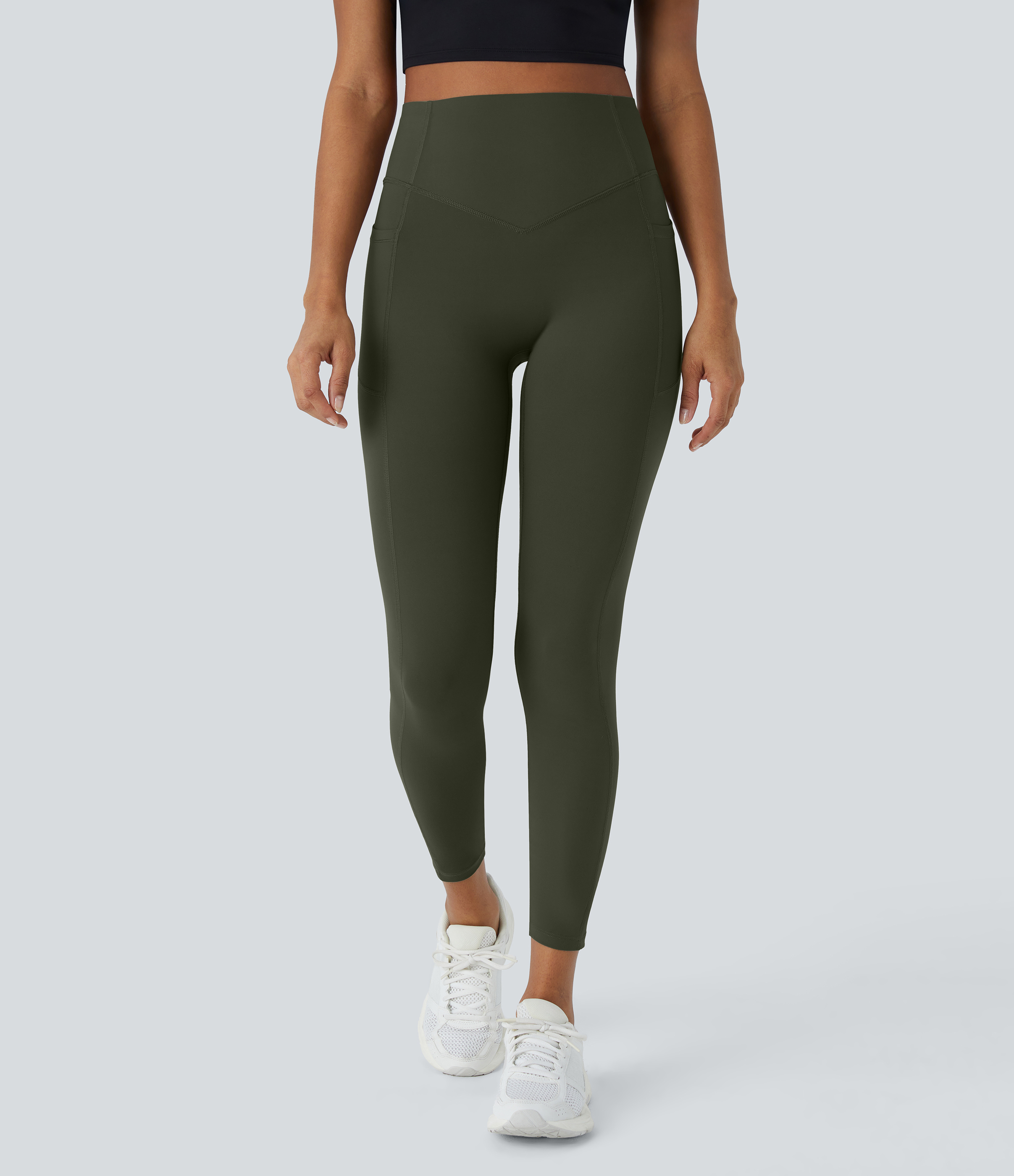 Deep Woodland Green Legging d'entraînement gainant galbant taille haute avec effet scrunch et poches Halara UltraSculpt™ / 2