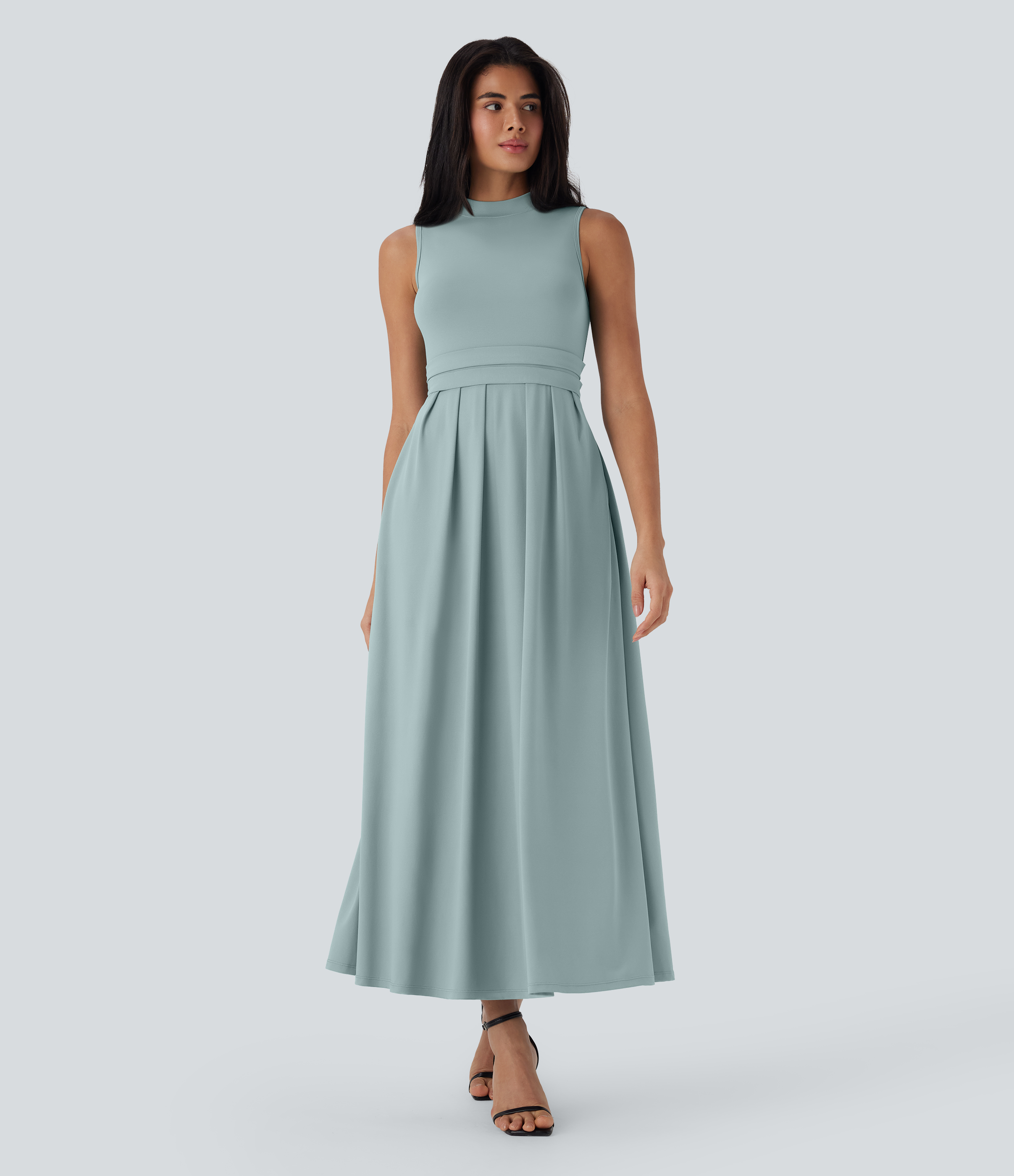 slim fit dress slacks Summer Merino Wool Reversible Dress - Marine Blue – Summer Midi Tank Dress main image 1