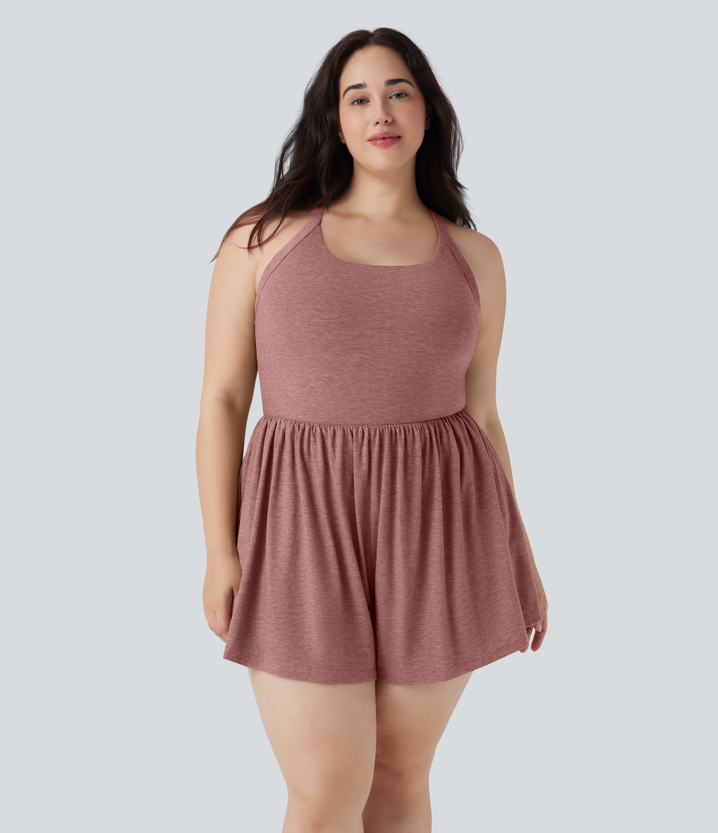2-in-1 Plus Size Romper with Pockets-Easy Peezy Edition