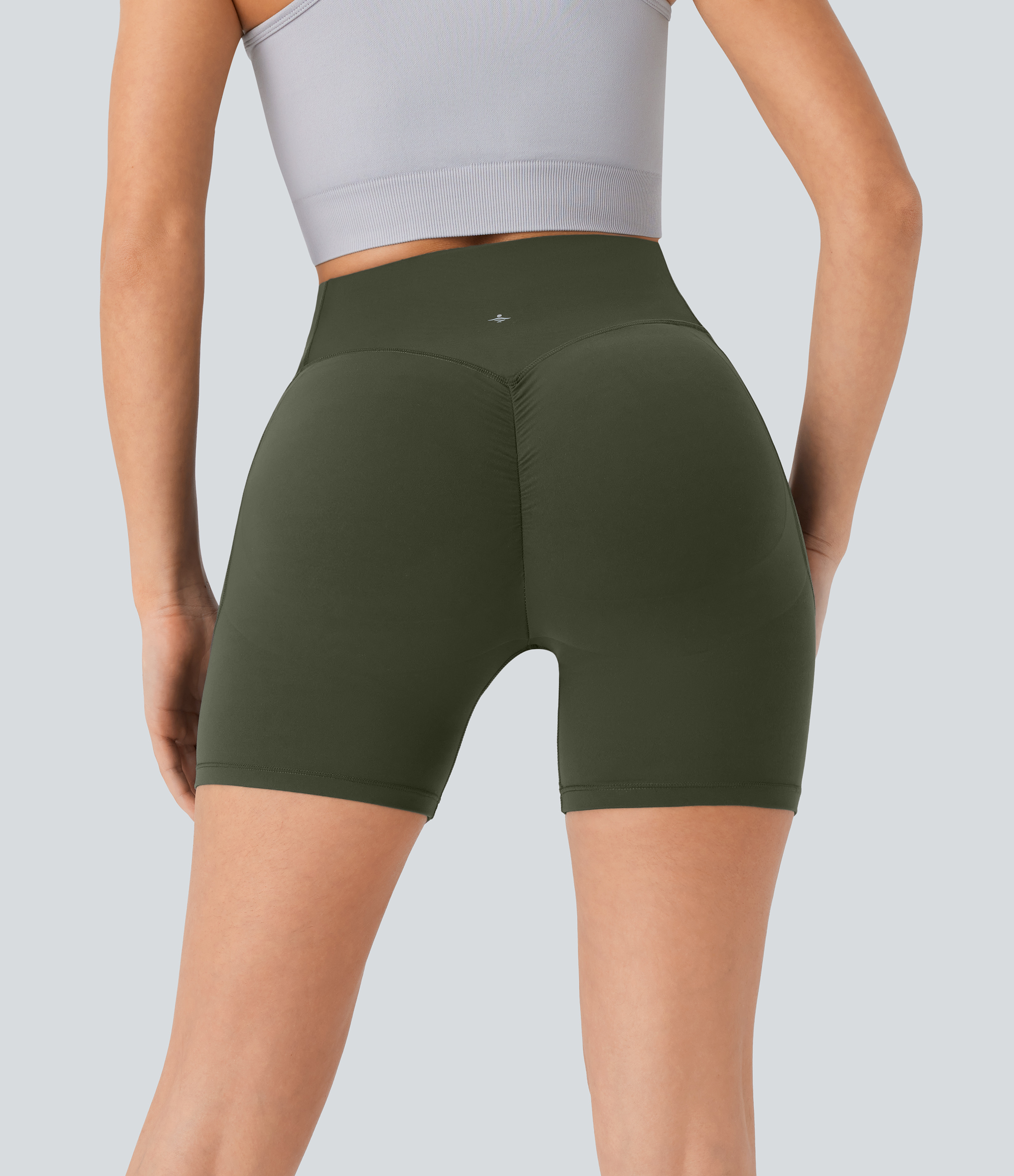 Deep Woodland Green Halara UltraSculpt™ High Waisted Scrunch Butt Lifting Tummy Control Pocket Shaping Workout Biker Shorts 5'' / 2