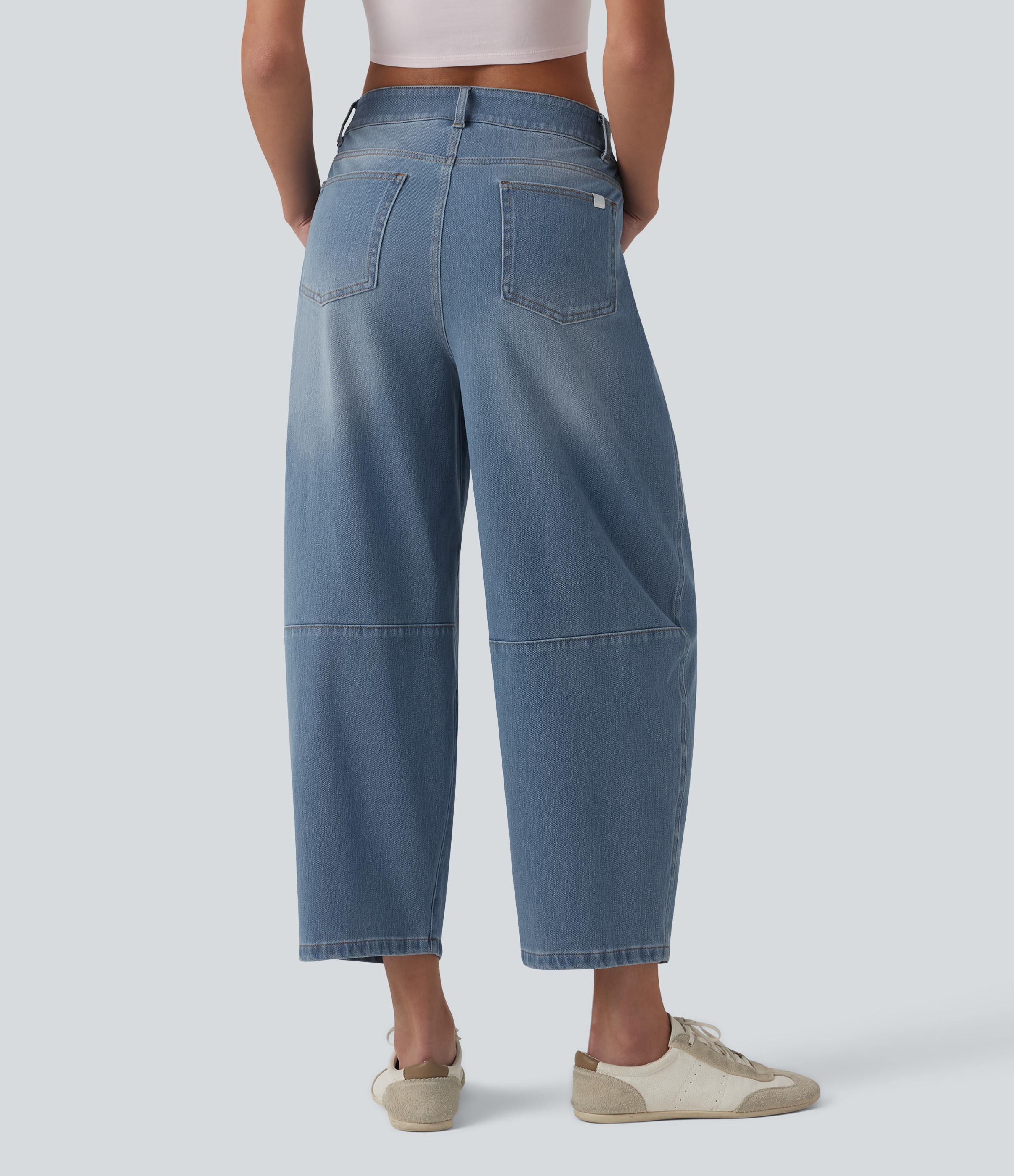 Malibu Blue Denim Halara Flex™ Low-Rise-Jeans mit Reißverschlusstaschen und Barrel-Leg - lässige Alltagsjeans / 2