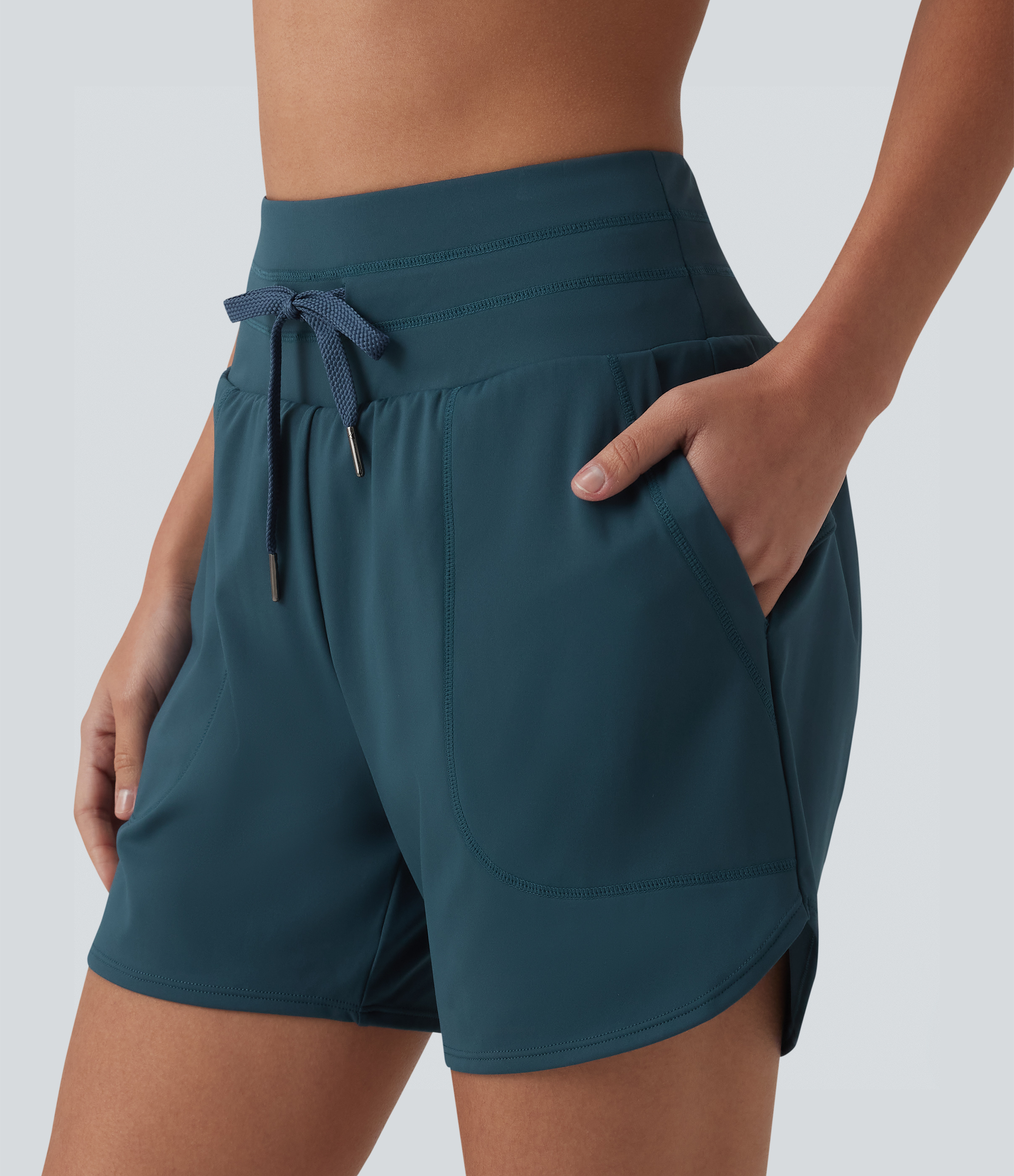 SoftlyZero™ Airy High Waisted Drawstring 2-in-1 Cool Touch Running Shorts with Pockets