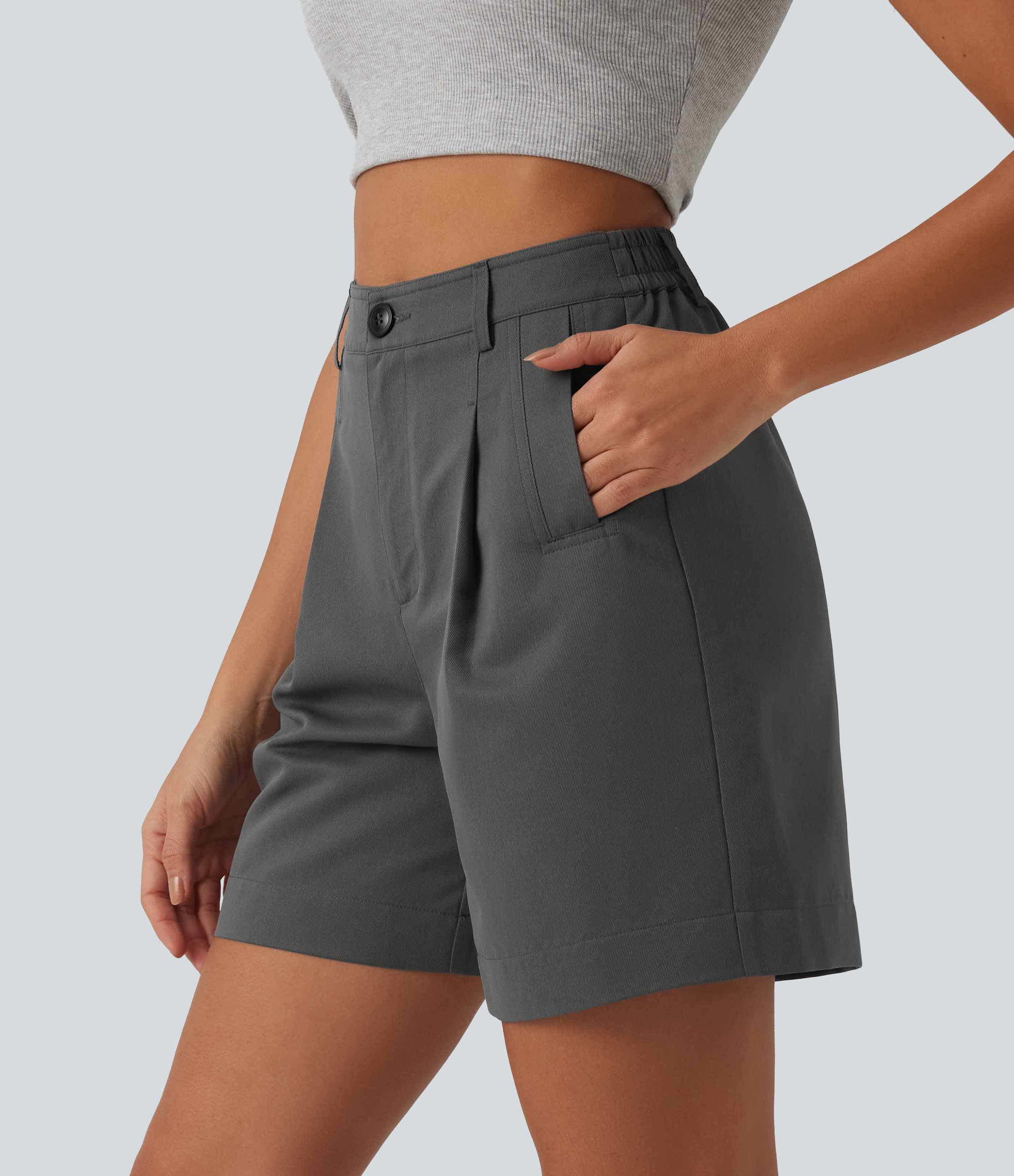 Lässige Baggy-Shorts mit hohem Bund und Seitentaschen