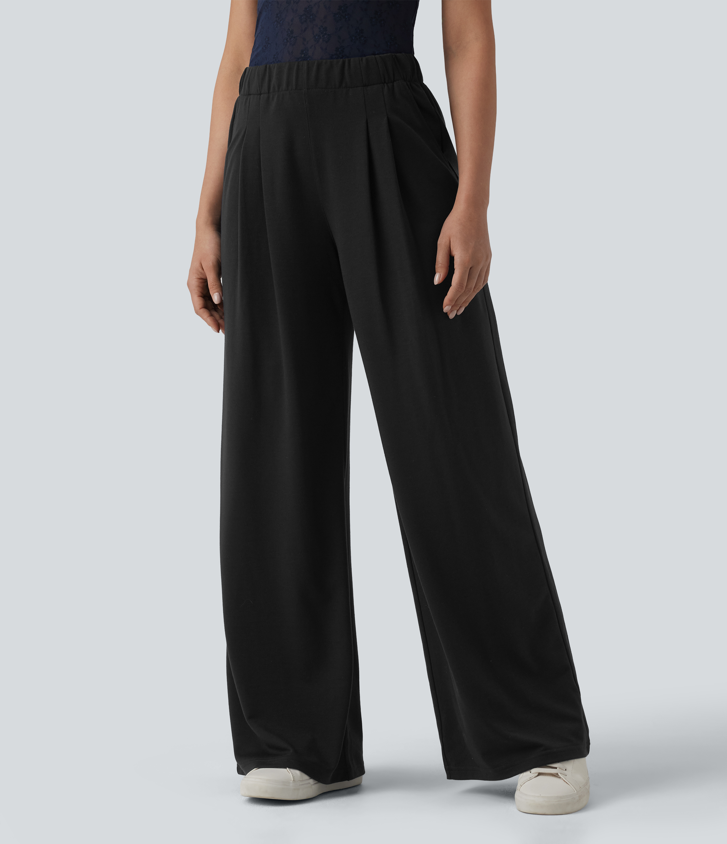 Mid Rise Wide Leg Casual Sweatpants with Pockets
