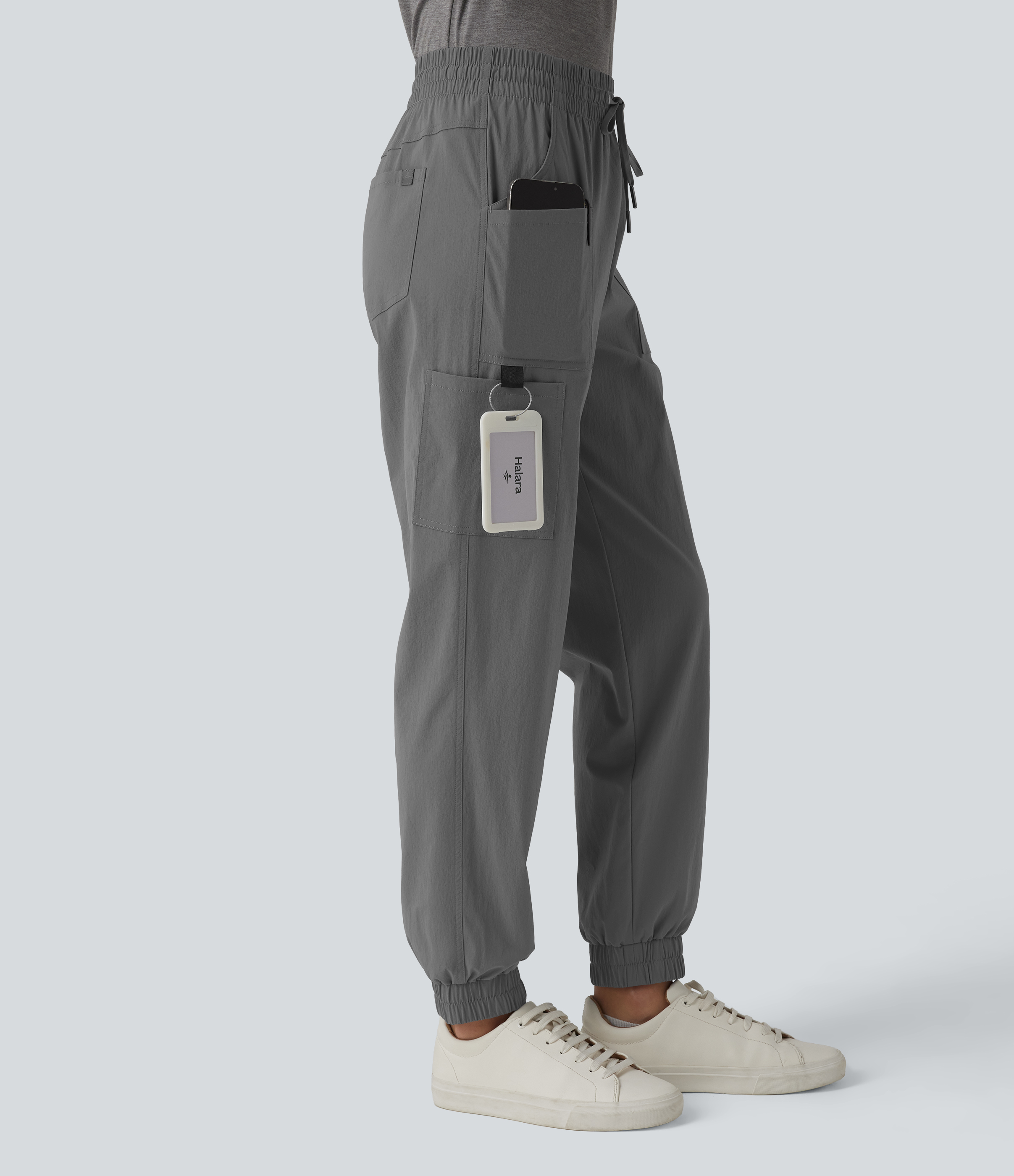 Mid Rise Drawstring Casual Cargo Joggers with Pockets