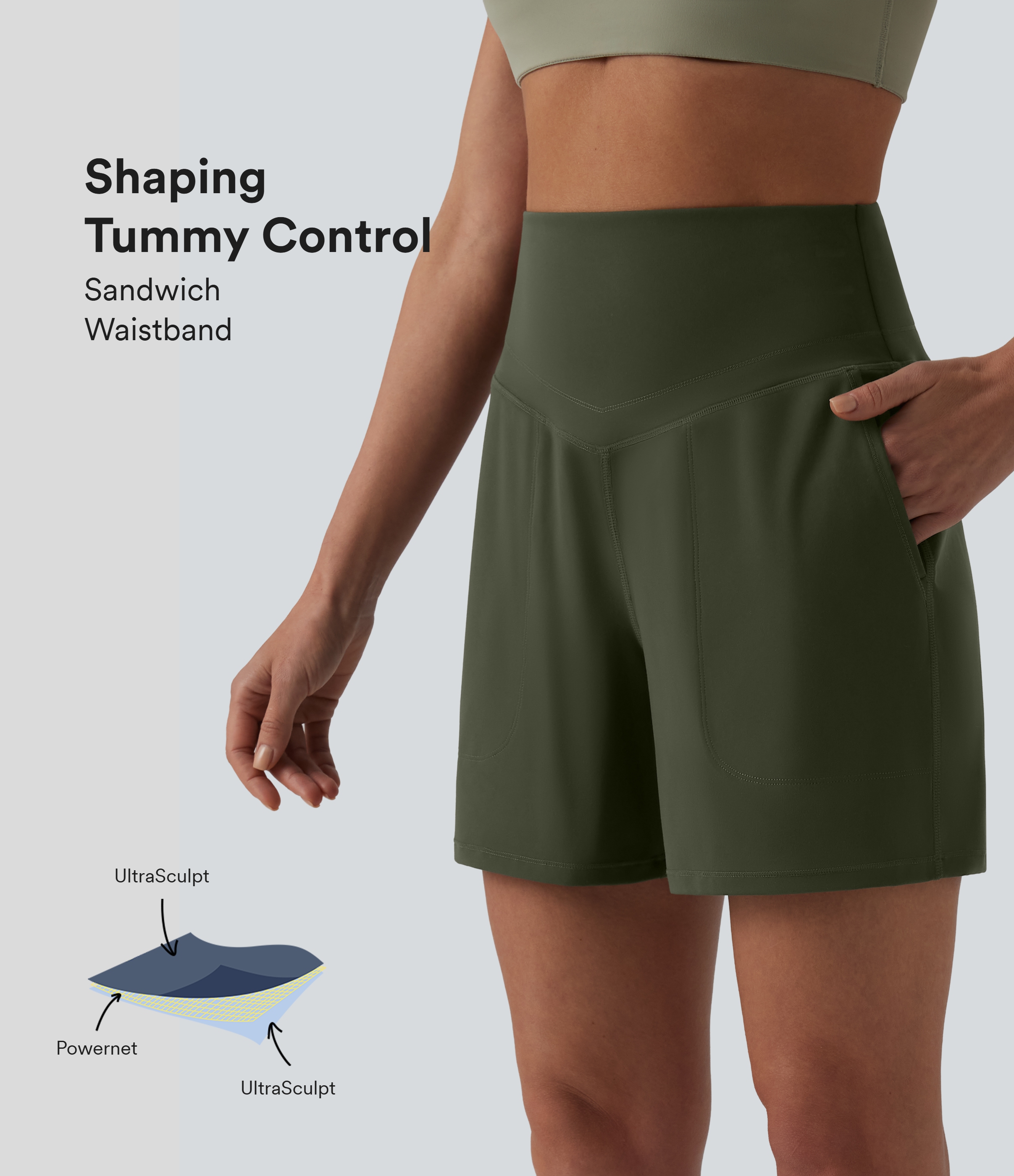 Halara UltraSculpt™ High Waisted Tummy Control Yoga Shorts 5'' with Pockets