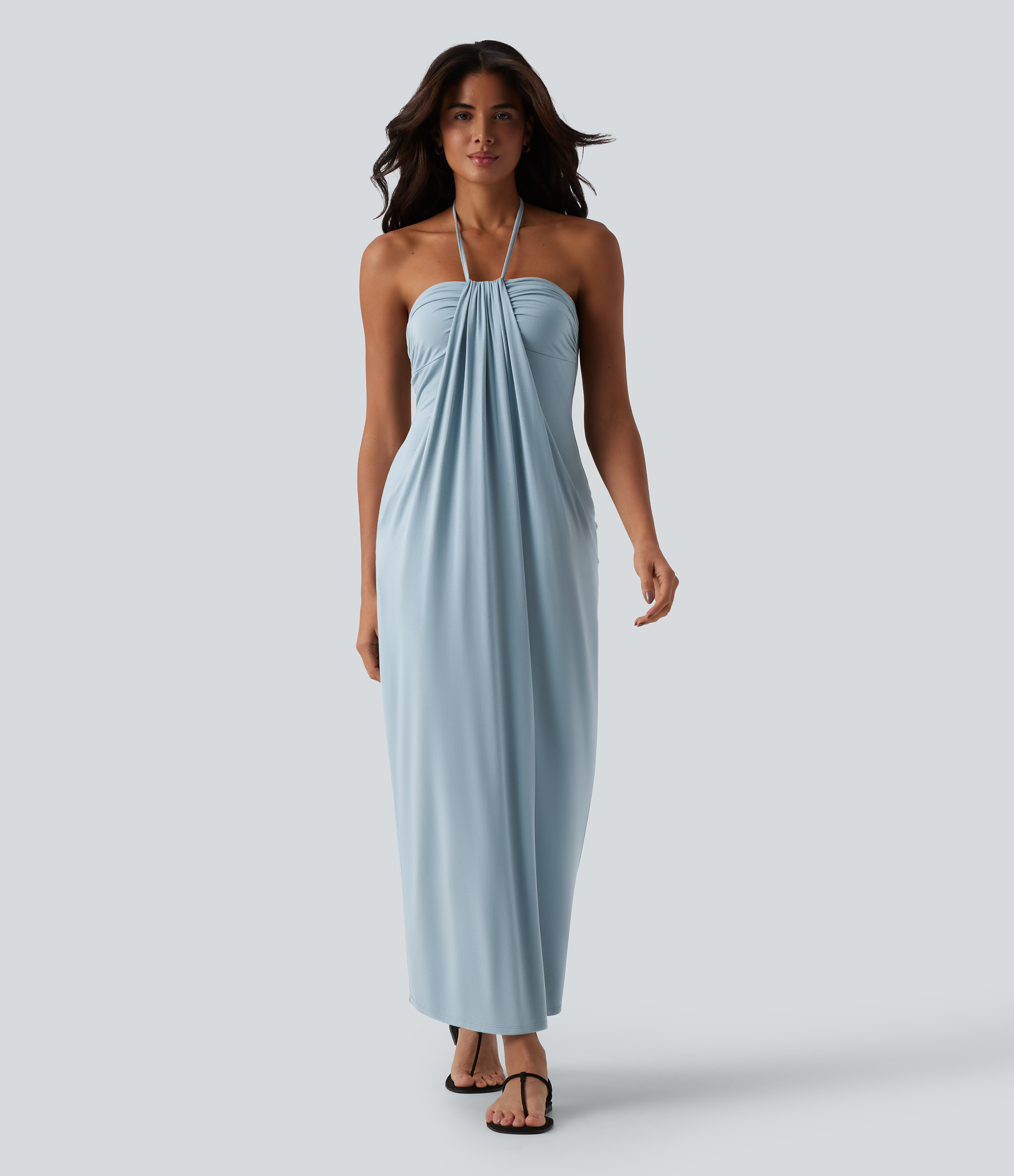 Halter Tie Back Maxi Dress with Pockets