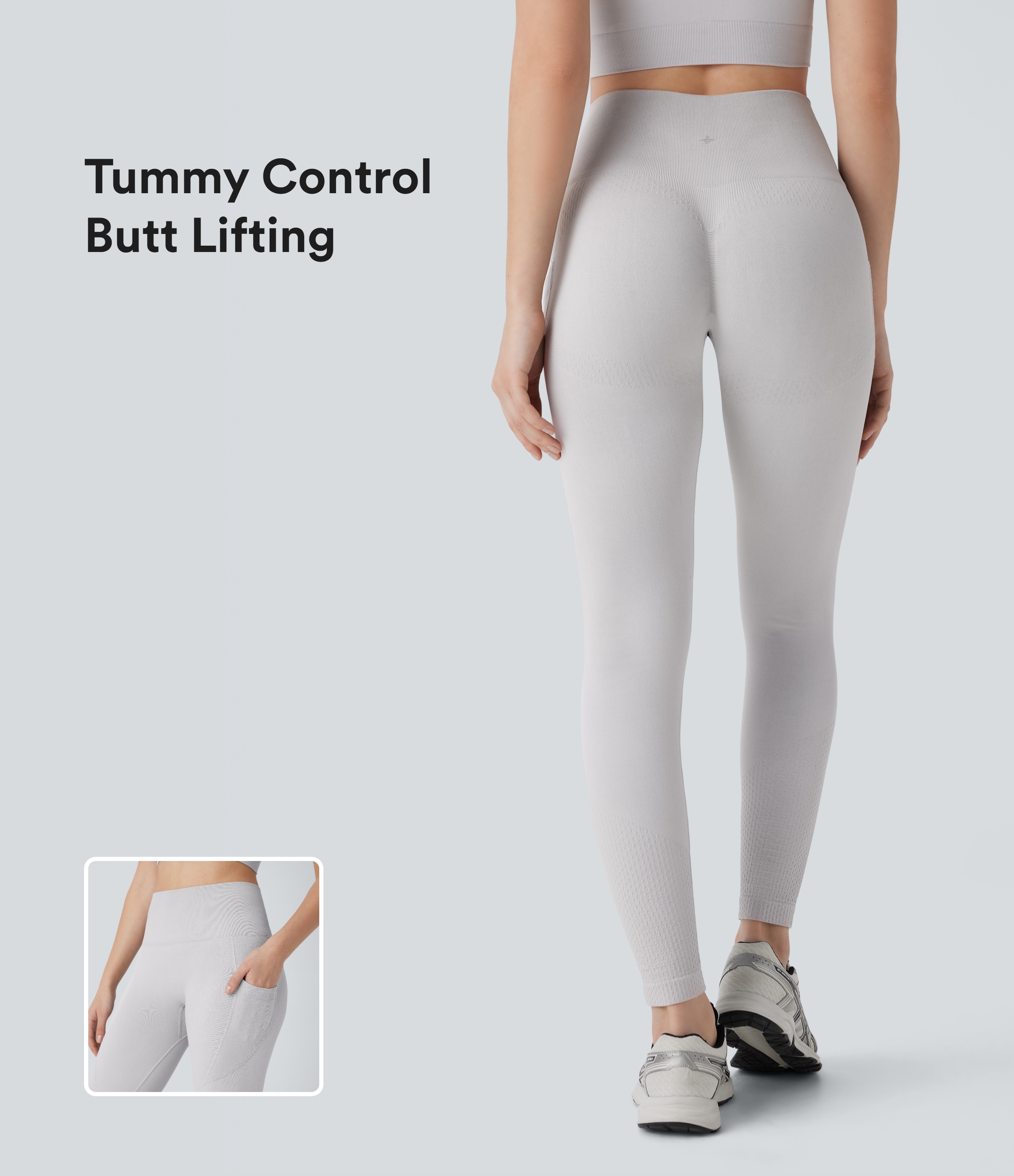 OneForm Seamless Flow High Waisted Tummy Control Butt Lifting Pocket Yoga Leggings
