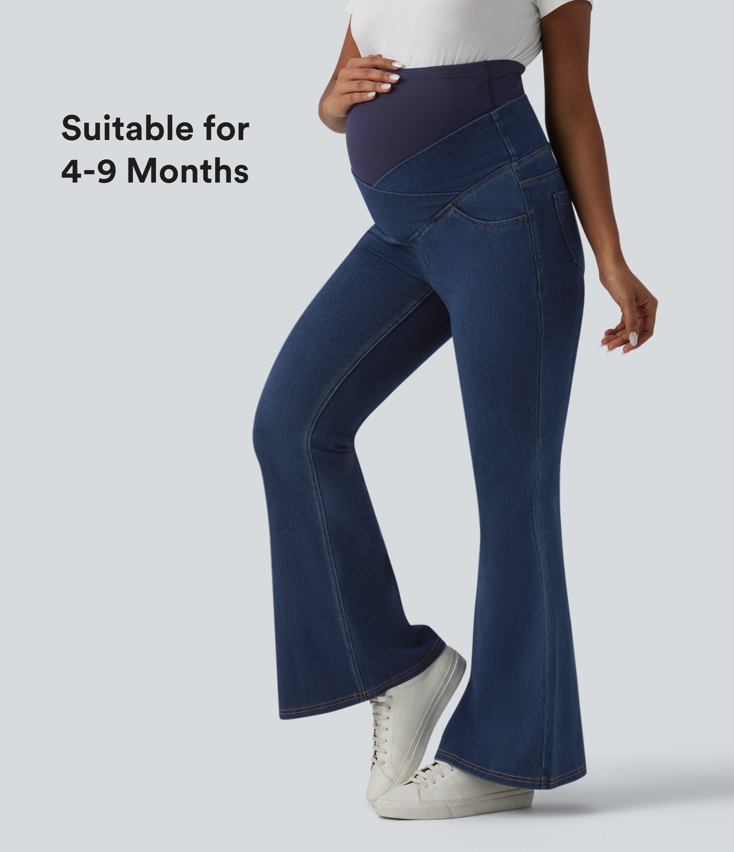 Halara Flex™ Crossover-Umstandsjeans mit superhohem Bund und Taschen