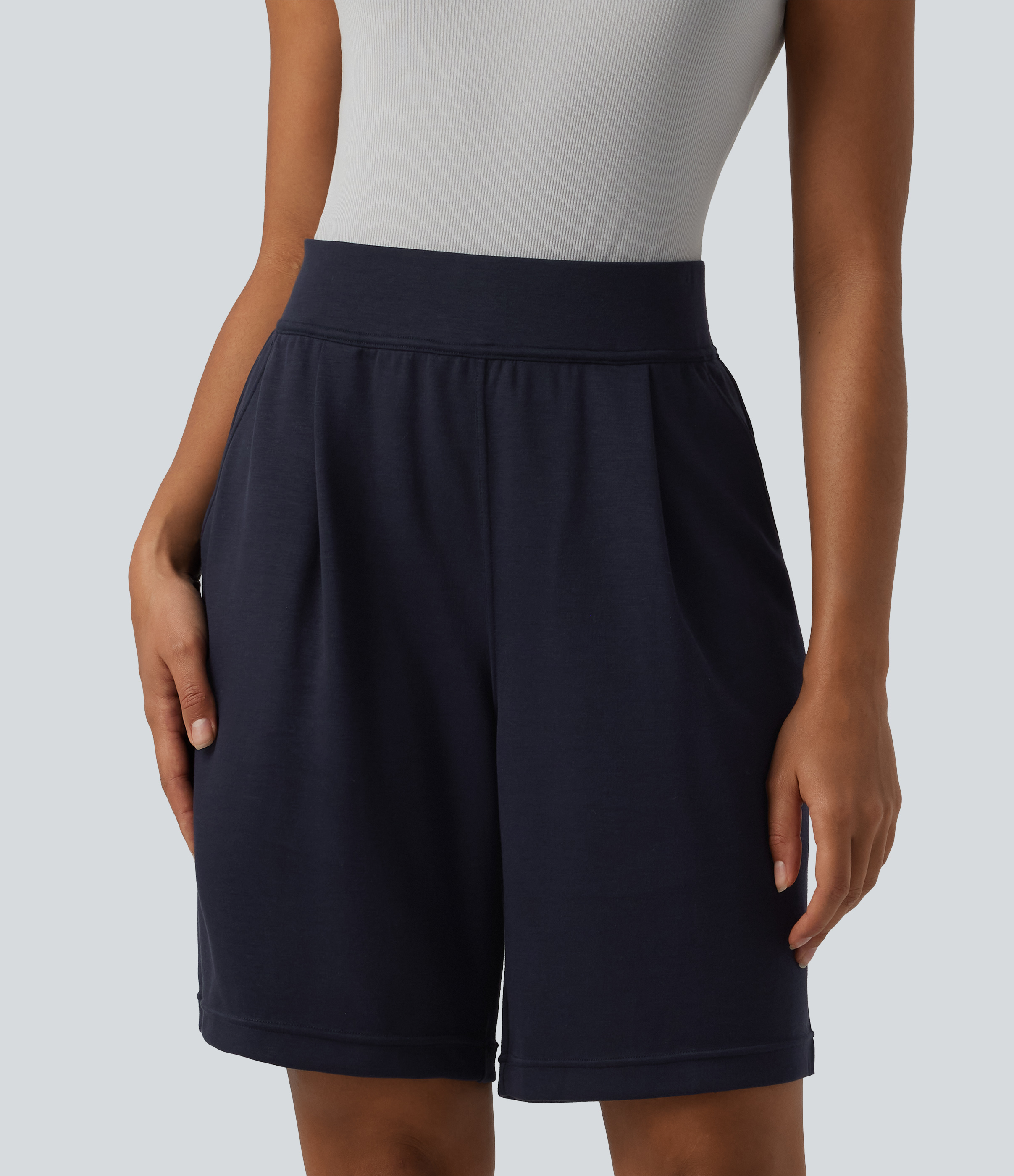 Short tailleur taille haute avec poches