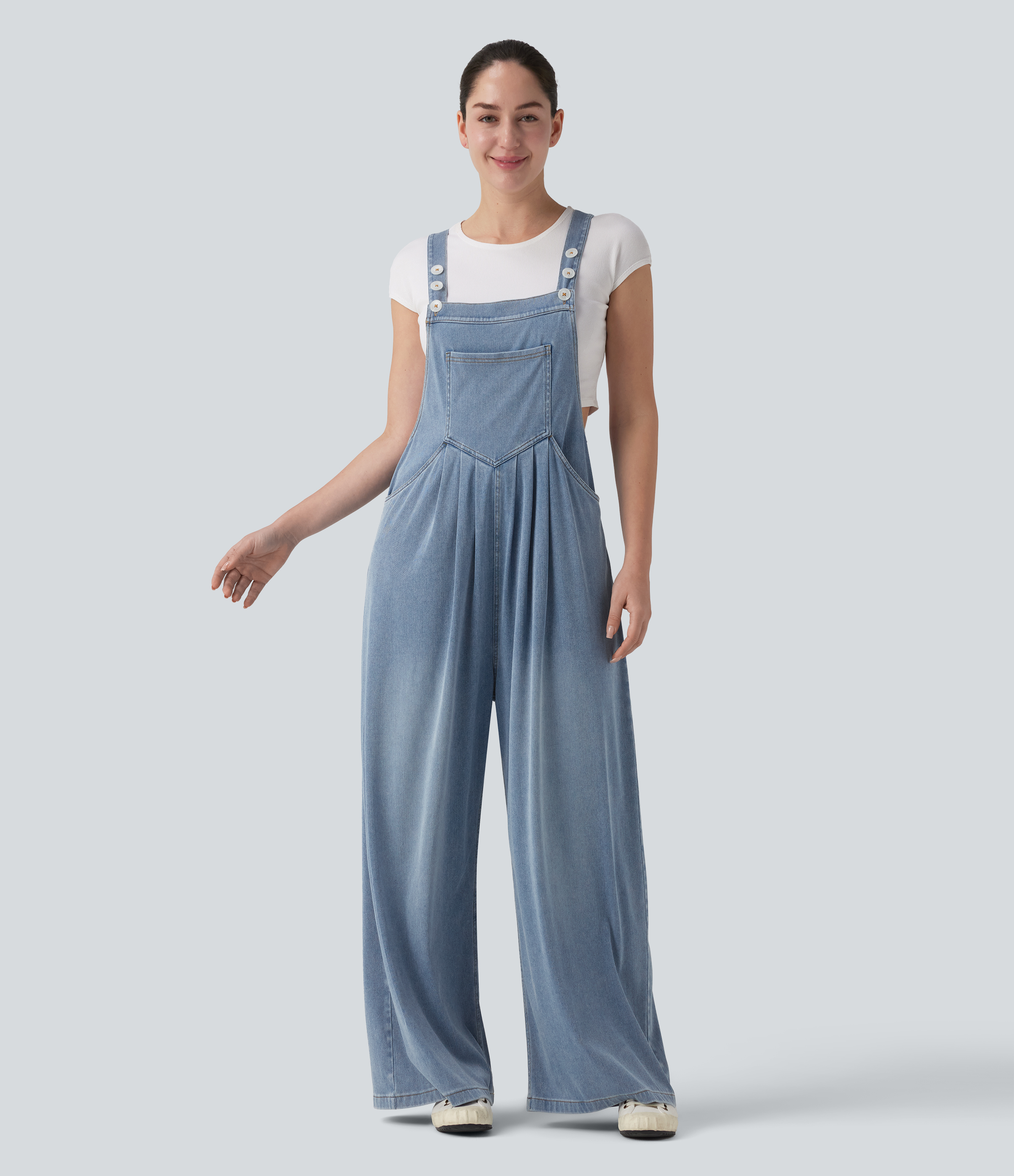 Halara Flex™ - Lässige Latzhose aus drapiertem Lyocell mit mehreren Taschen und verstellbaren Trägern