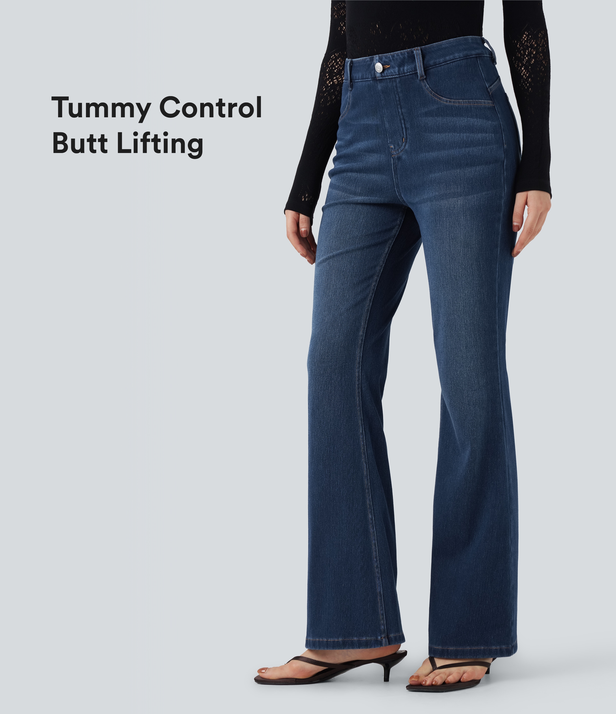 Halara Flex™ High Waisted Tummy Control Butt Lifting Denim Casual Bootcut Leggings with Pockets