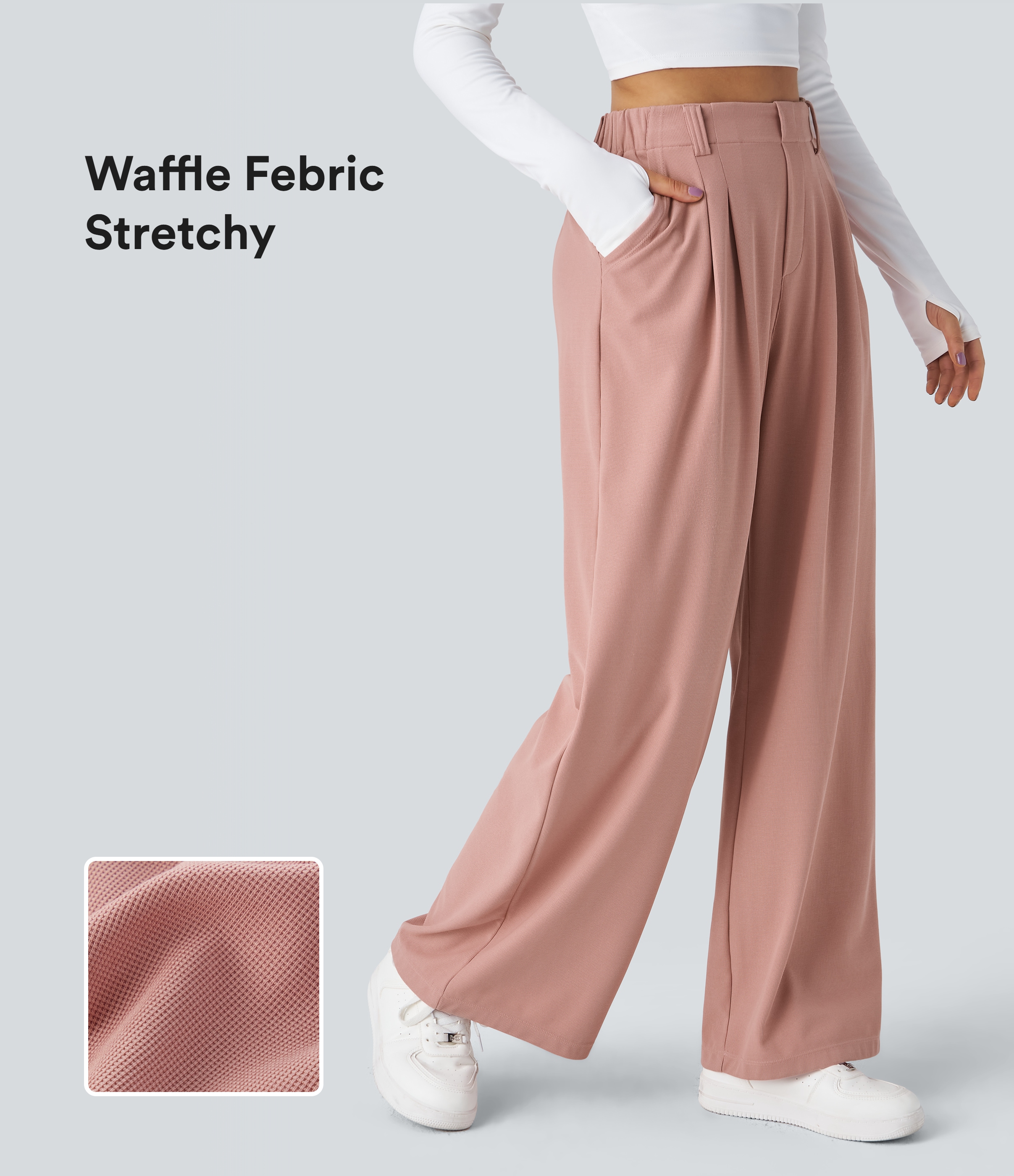 Halara Flex™ High Waisted Pocket Wide Leg Waffle Suit Work Pants