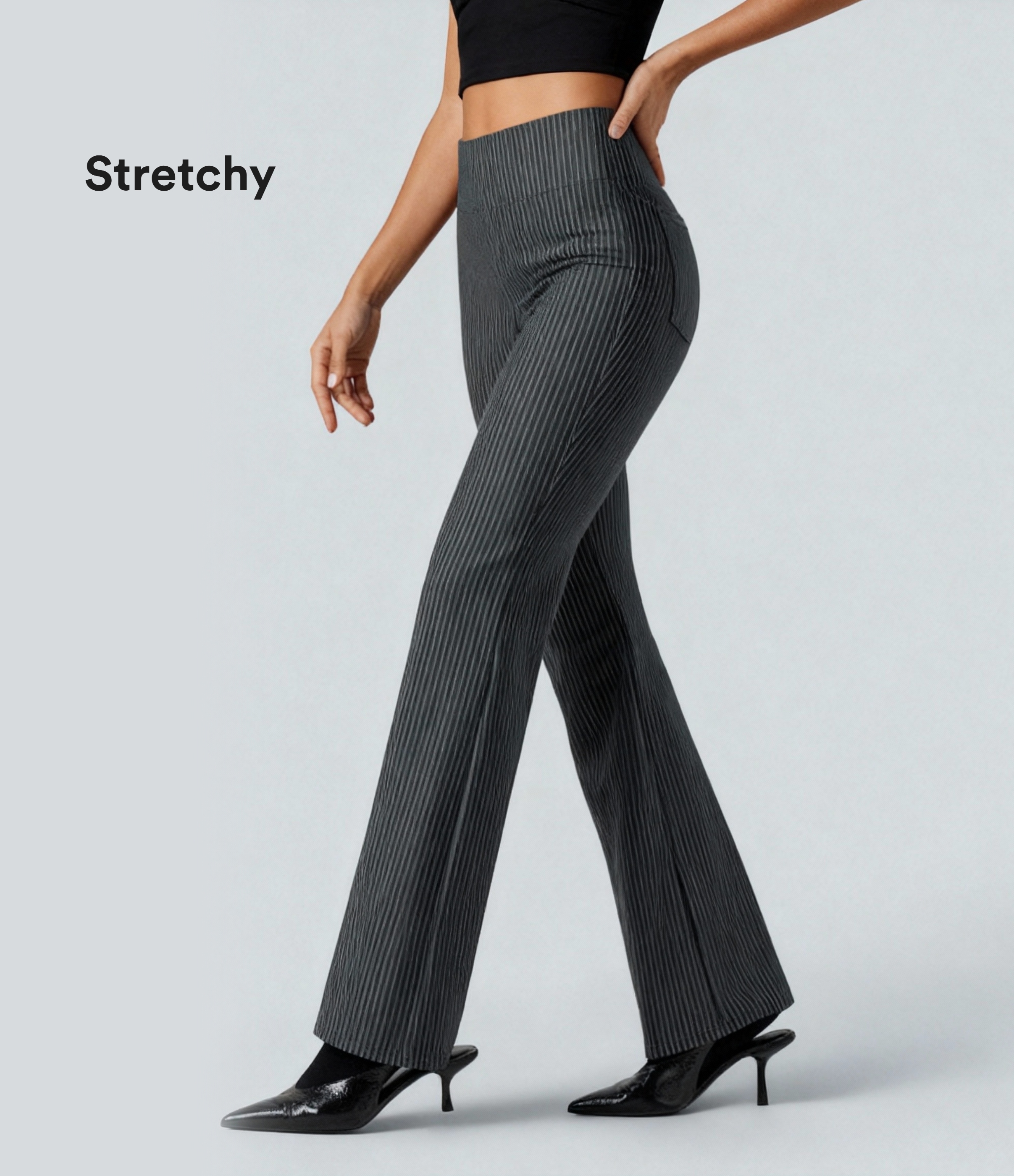 Halara Flex™ High Waisted Striped Suit Work Flare Pants with Pockets