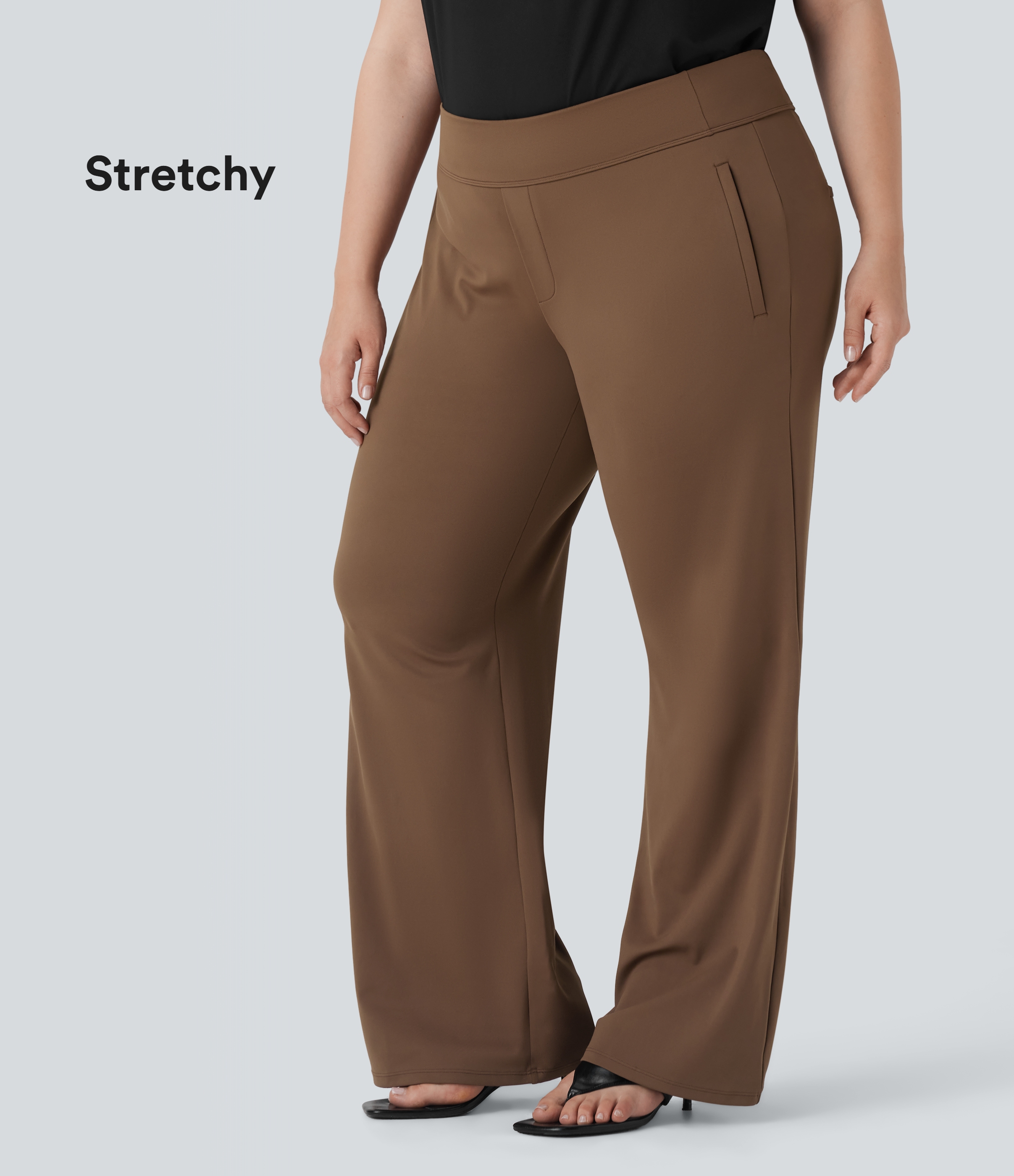 Plus Size Halara Flex™ DayStretch High Waisted Work Flare Pants with Side Zip Pockets