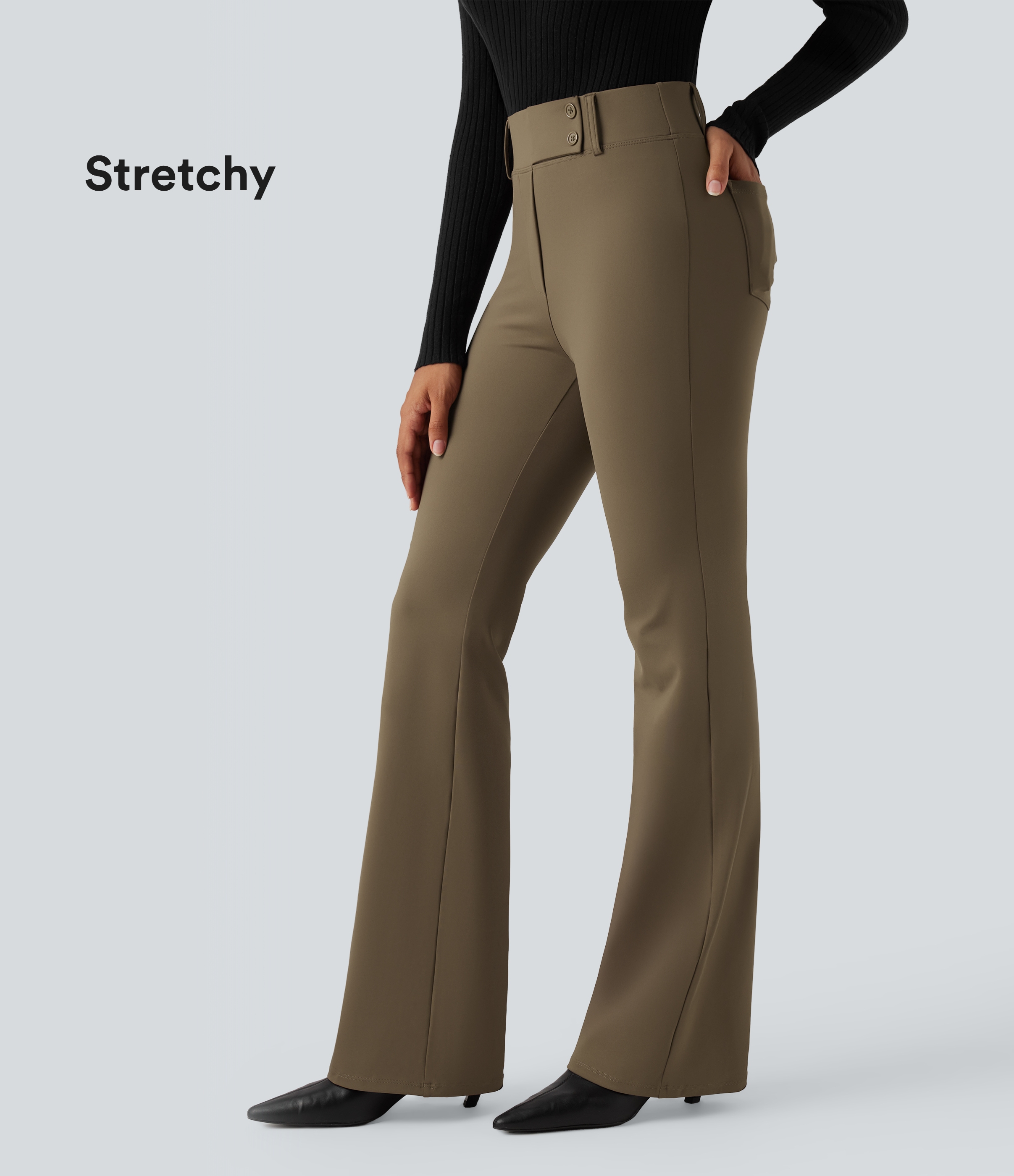Halara Flex™ DayStretch High Waisted Flare Suit Work Pants with Pockets