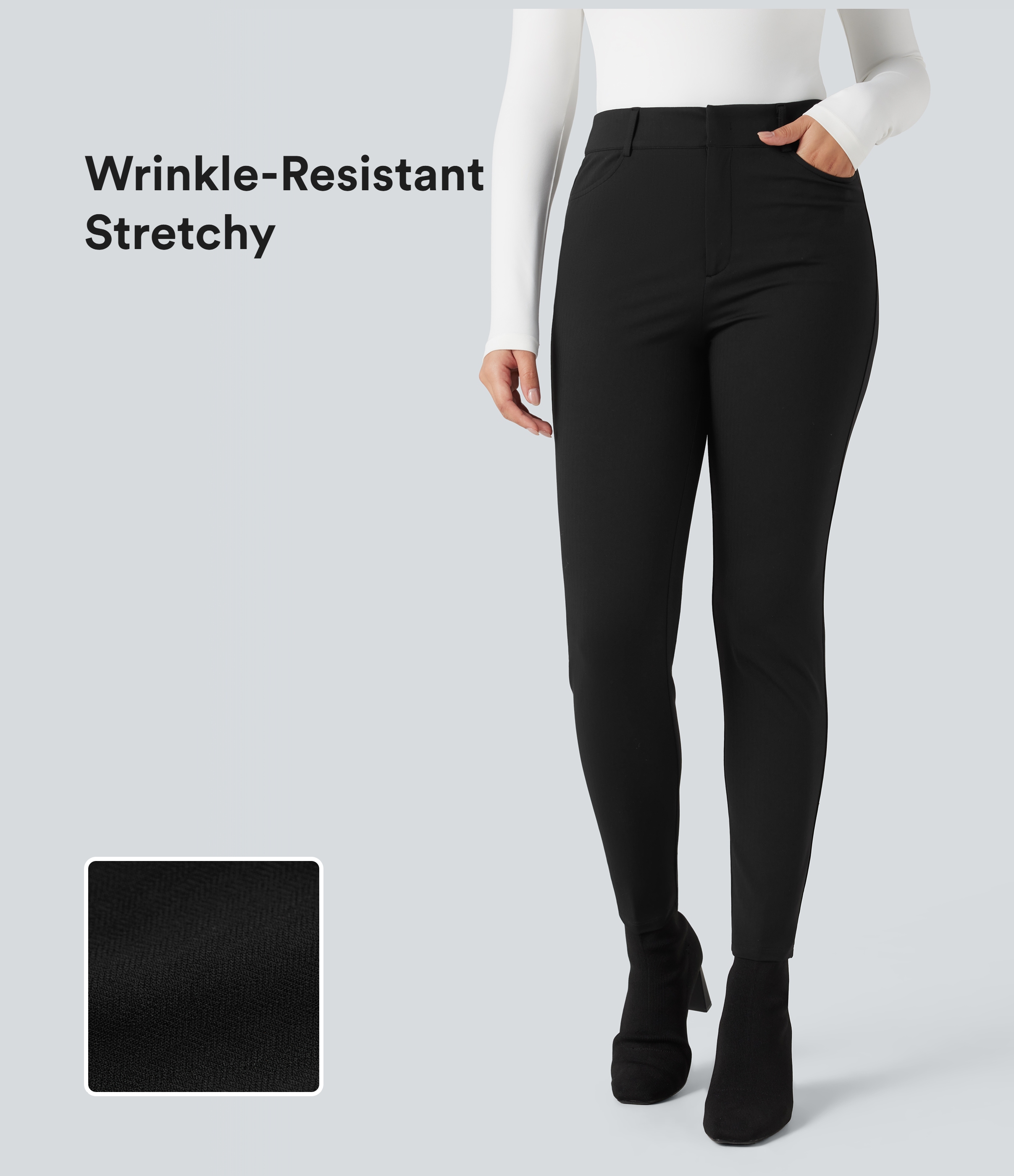 Halara Flex™ High-waisted Skinny Herringbone Work Pants with Pockets