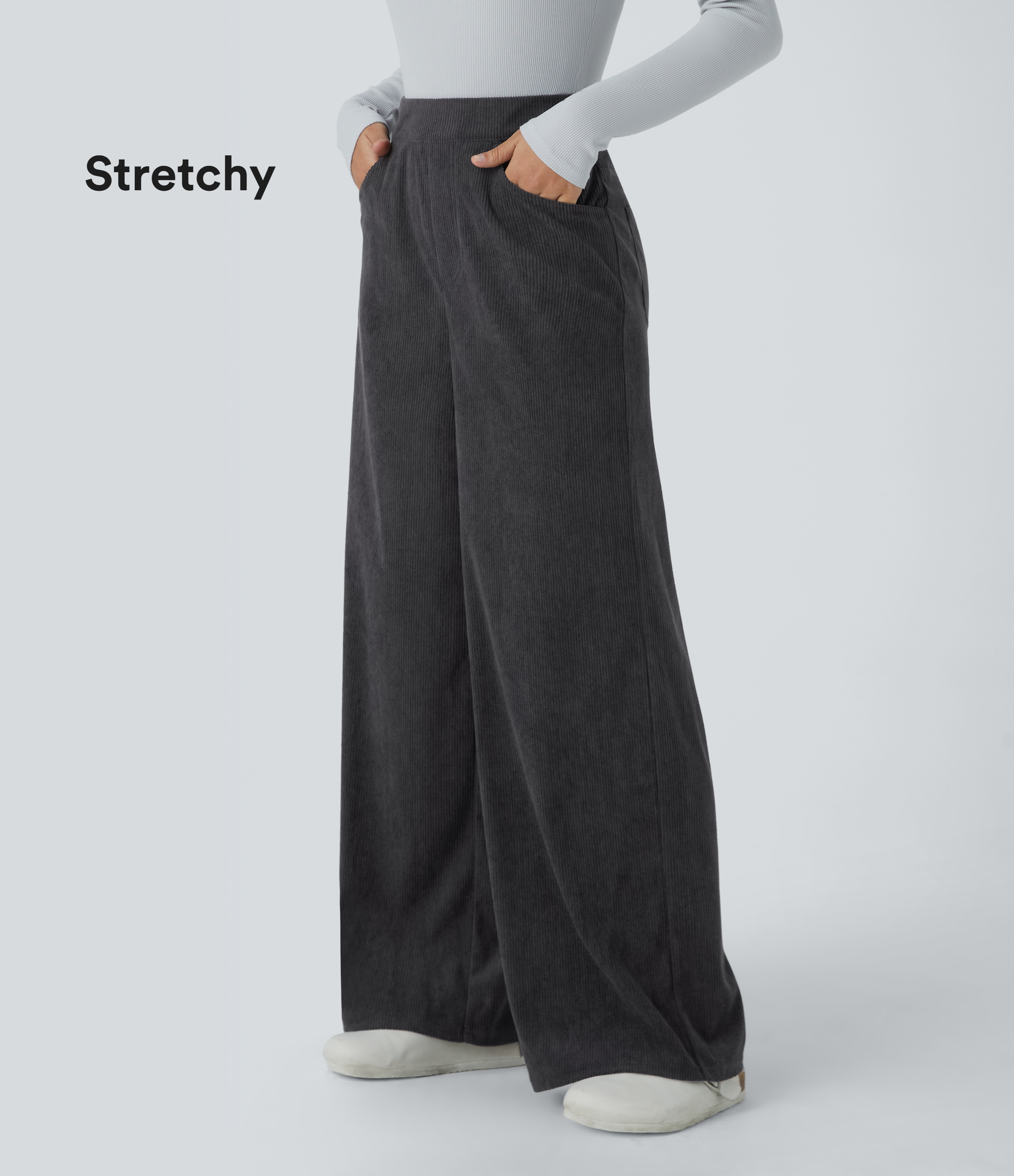 Halara Flex™ High Waisted Pockets Wide Leg Corduroy Work Pants