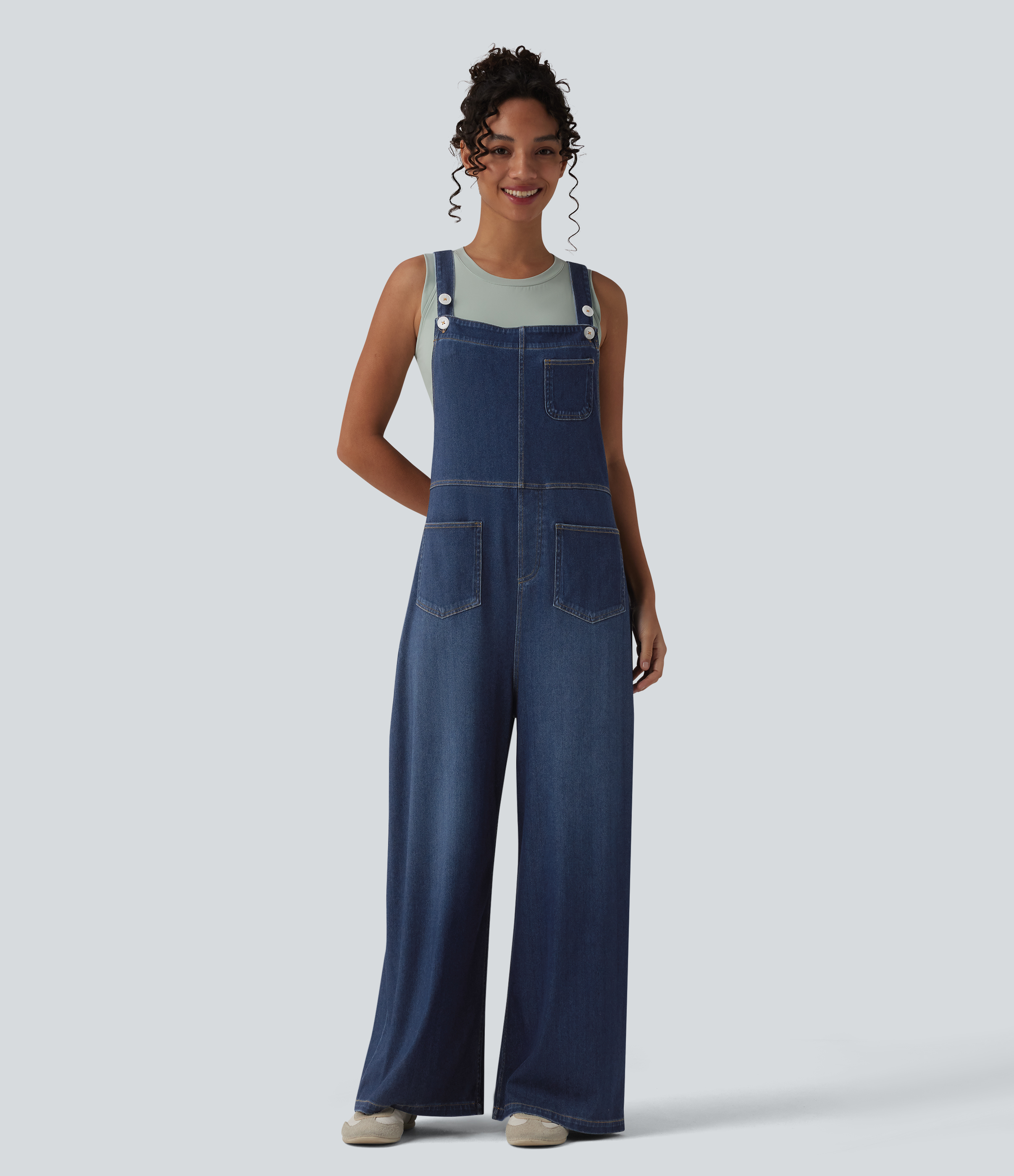 Halara Flex™ Salopette casual ample en lyocell drapé lavé bretelles réglables avec poches