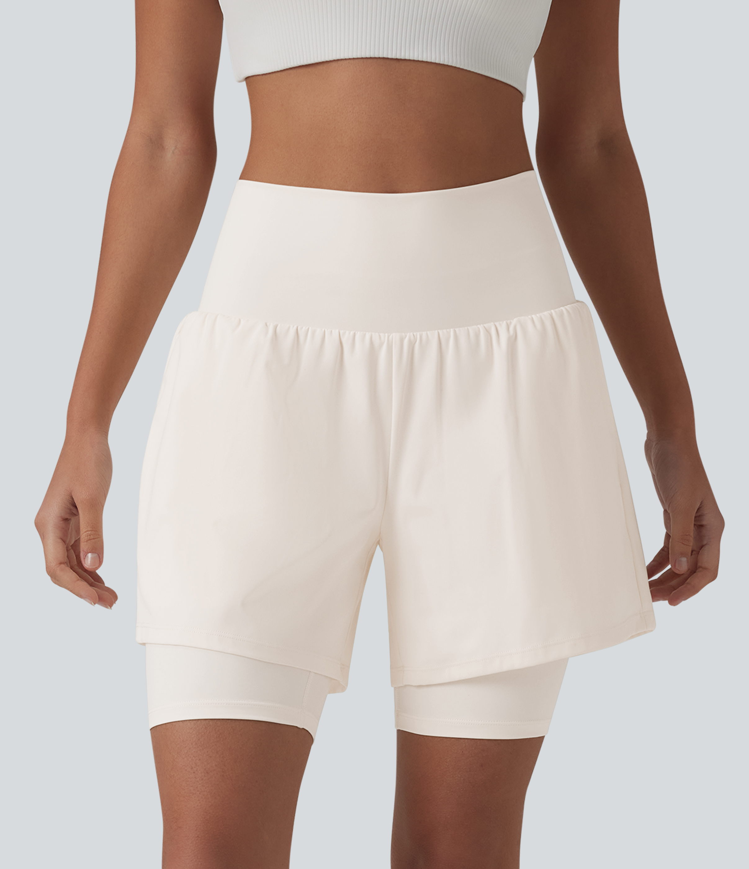 SoftlyZero™ Airy Super High Waisted 2-in-1 Cool Touch Yoga Shorts 7'' with Pockets