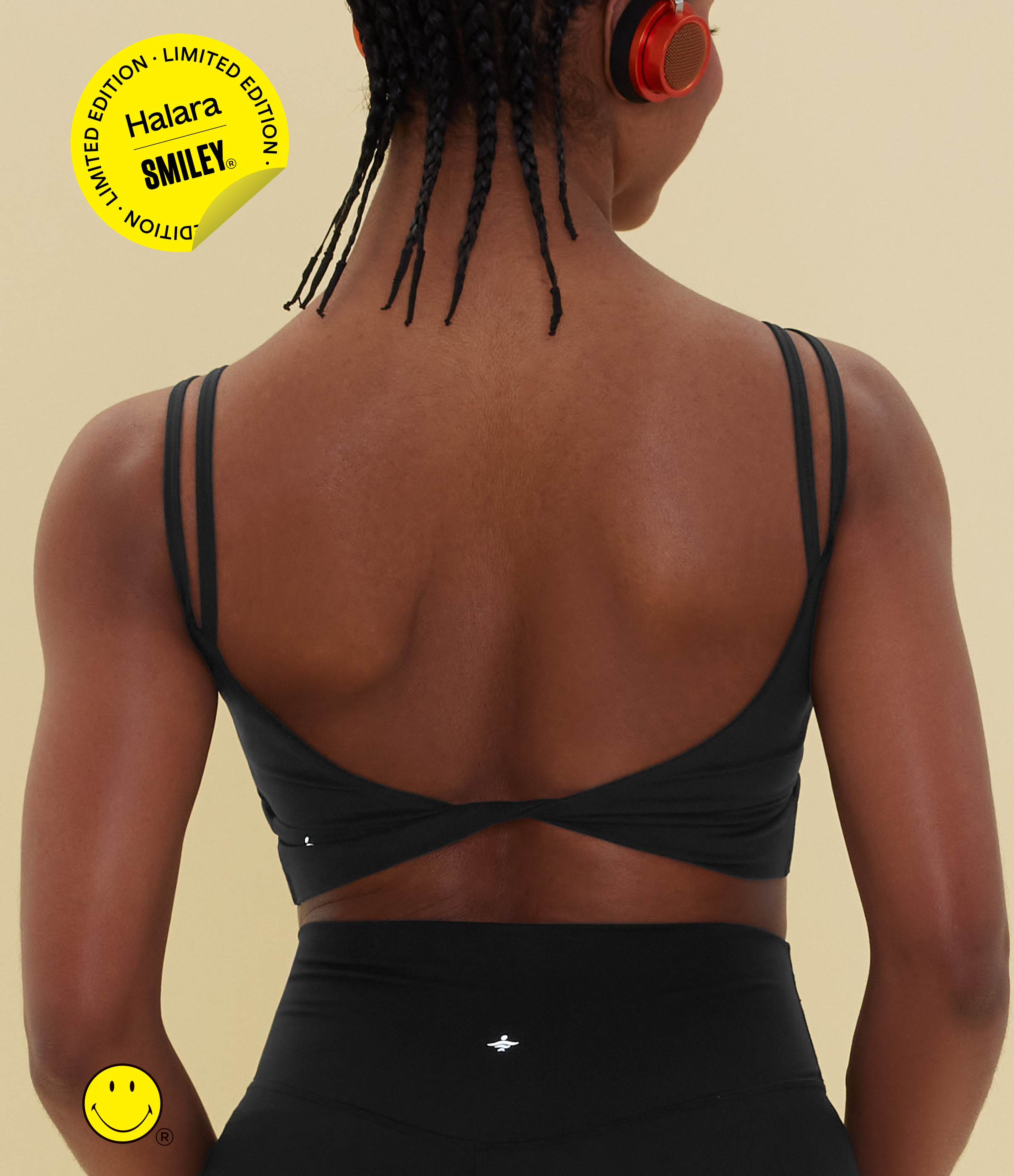 Halara X Smiley® Halara UltraSculpt™ Double Straps Twisted Backless Cropped Yoga Tank Top
