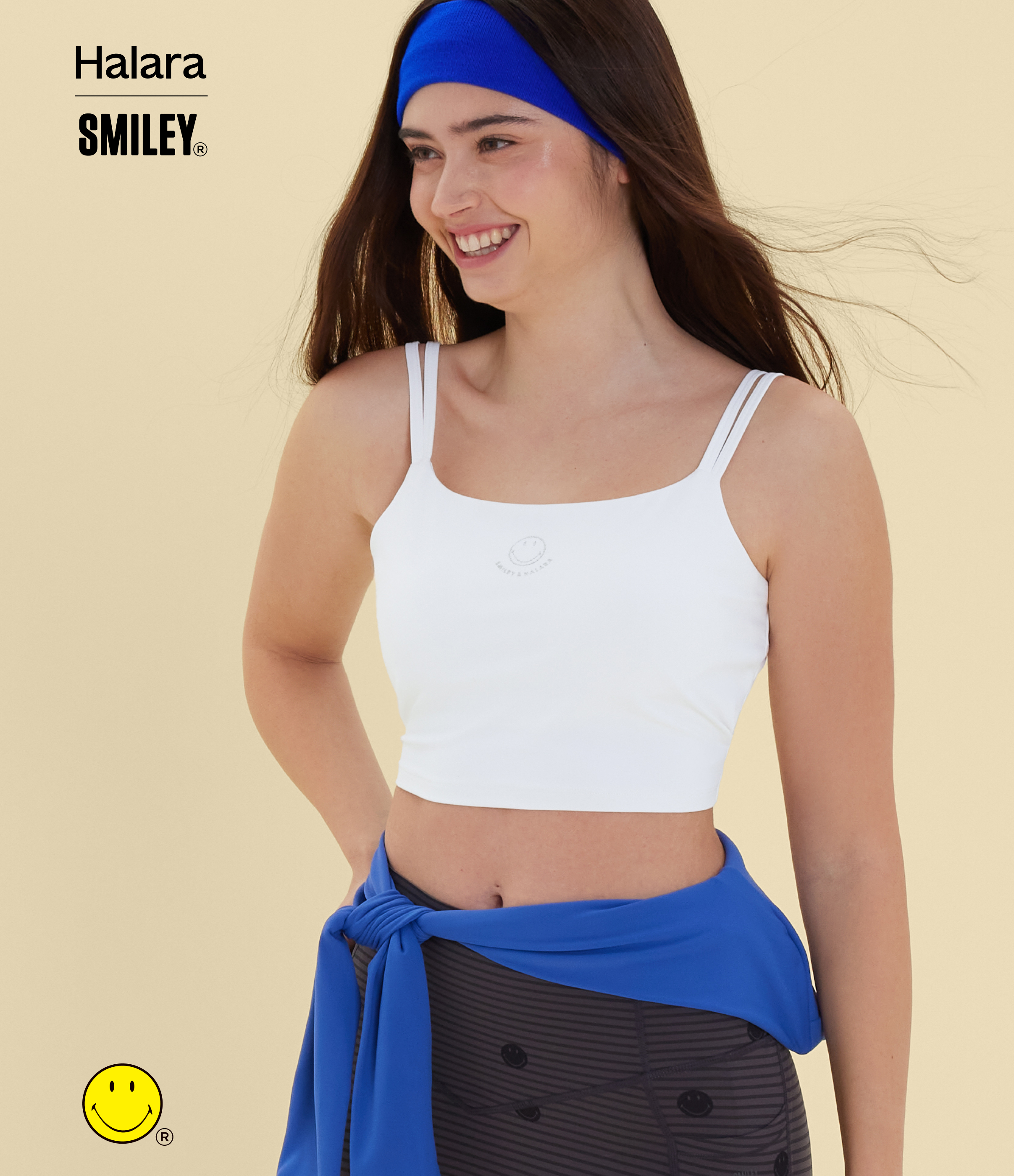 Halara X Smiley® Halara UltraSculpt™ Double Straps Twisted Backless Cropped Yoga Tank Top