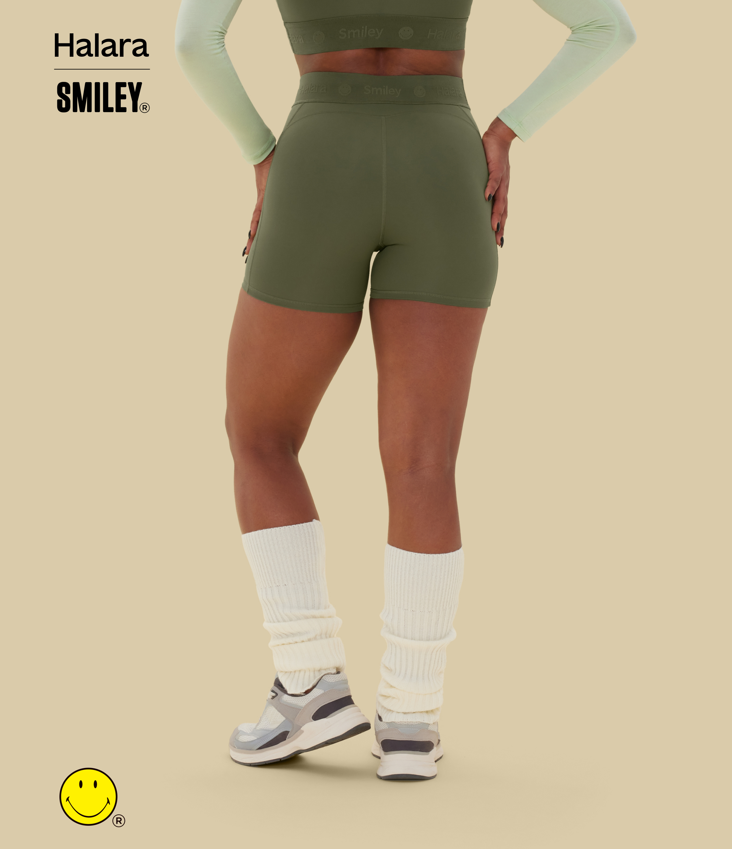 Unripe Olive Green Halara X Smiley® SpeedWave™ High Waisted Quick Dry Cycling Biker Shorts 5'' with Pockets / 2