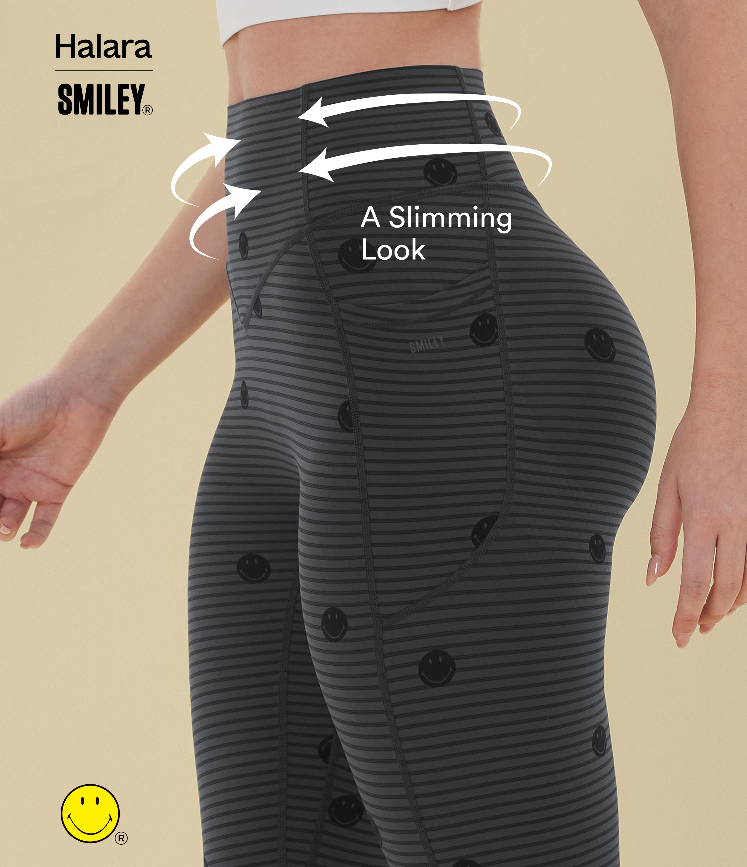 Soft Shadow Stripe Halara X Smiley® Halara UltraSculpt™ Stripe Print High Waisted Scrunch Butt Lifting Tummy Control Training Leggings with Pockets / 2