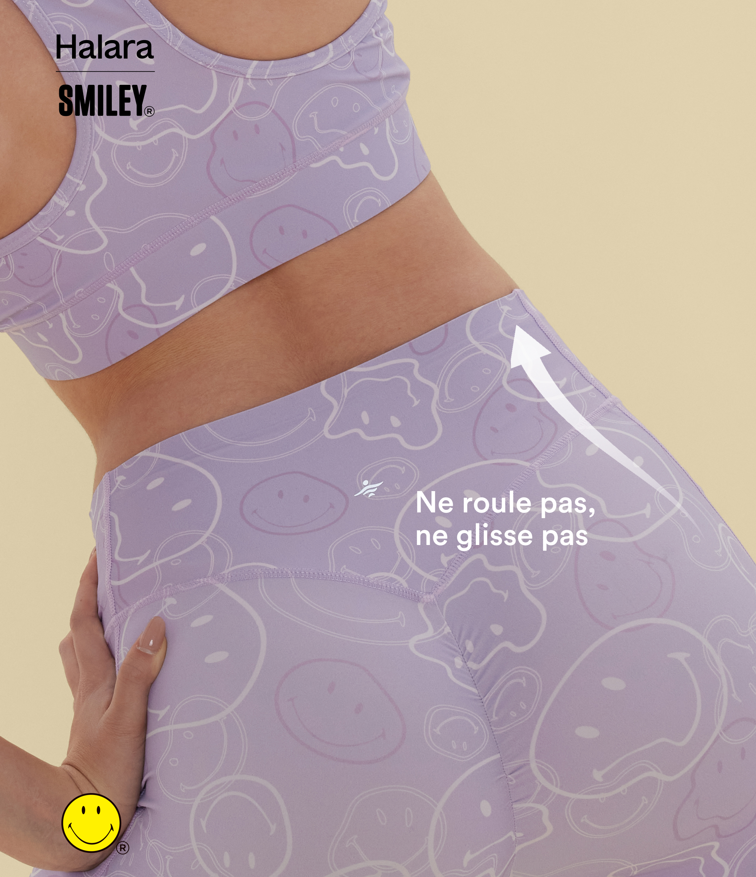 Lavender Sketch Smiles Halara X Smiley® Halara UltraSculpt™ Leggings de entrenamiento estilo bootcut, de talle alto con efecto fruncido que realza el glúteo, control abdominal y con bolsillos / 2