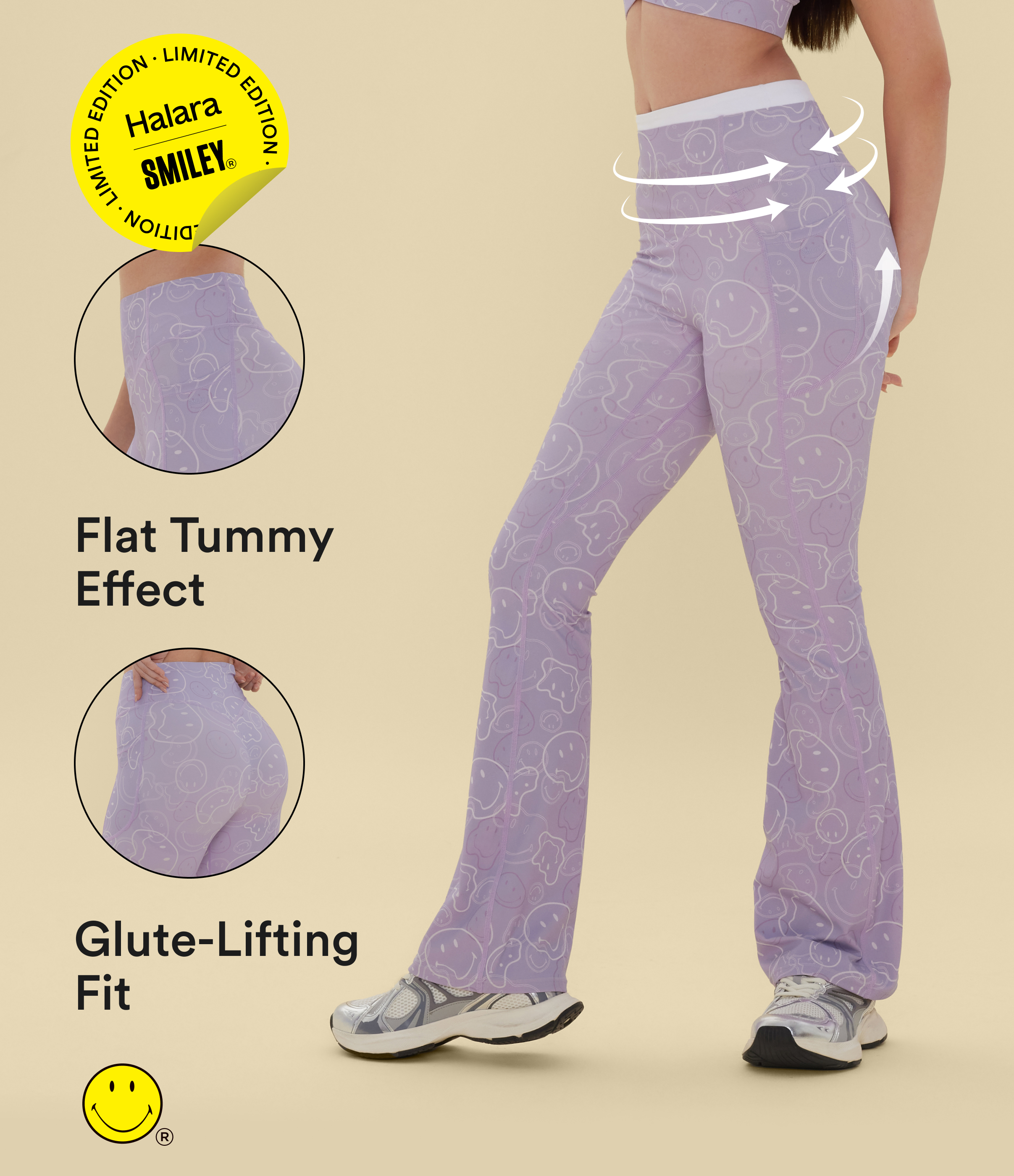 Halara X Smiley® Halara UltraSculpt™ High Waisted Scrunch Butt Lifting Tummy Control Bootcut Training Leggings with Pockets