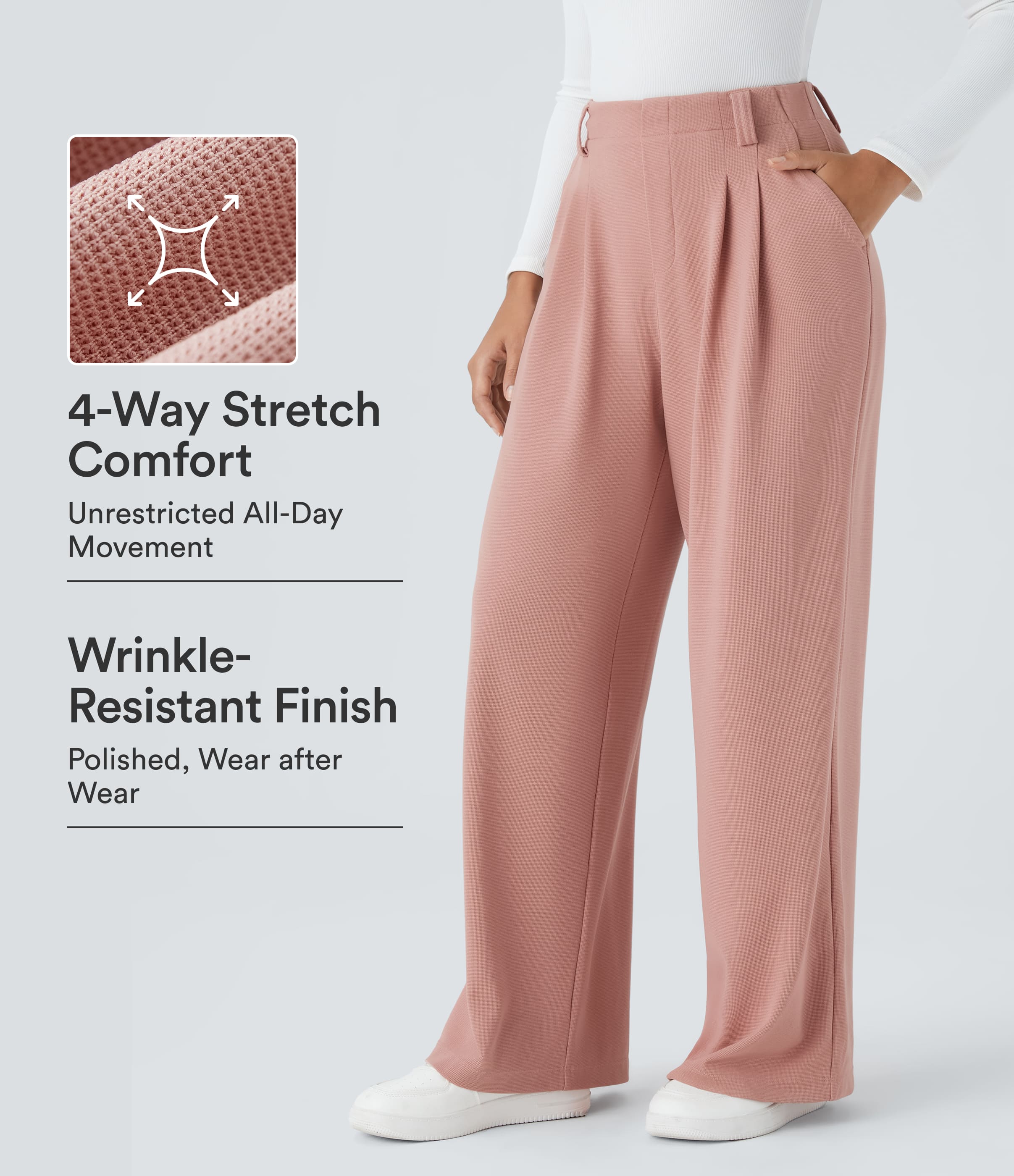 Halara Flex™ High Waisted Pocket Wide Leg Waffle Work Pants