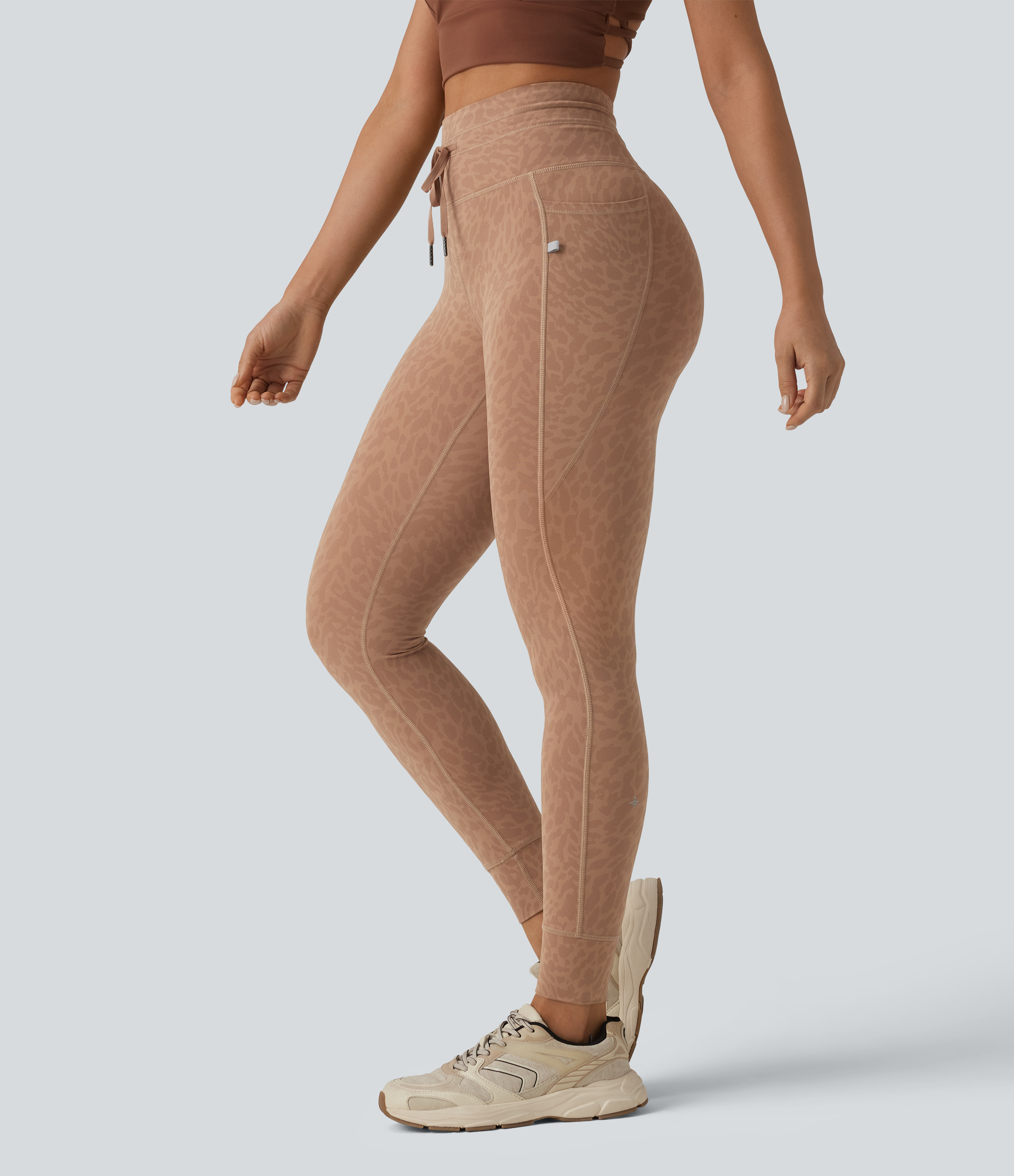 Halara UltraSculpt™ Leopard Print High Waisted Drawstring Yoga Leggings with Pockets